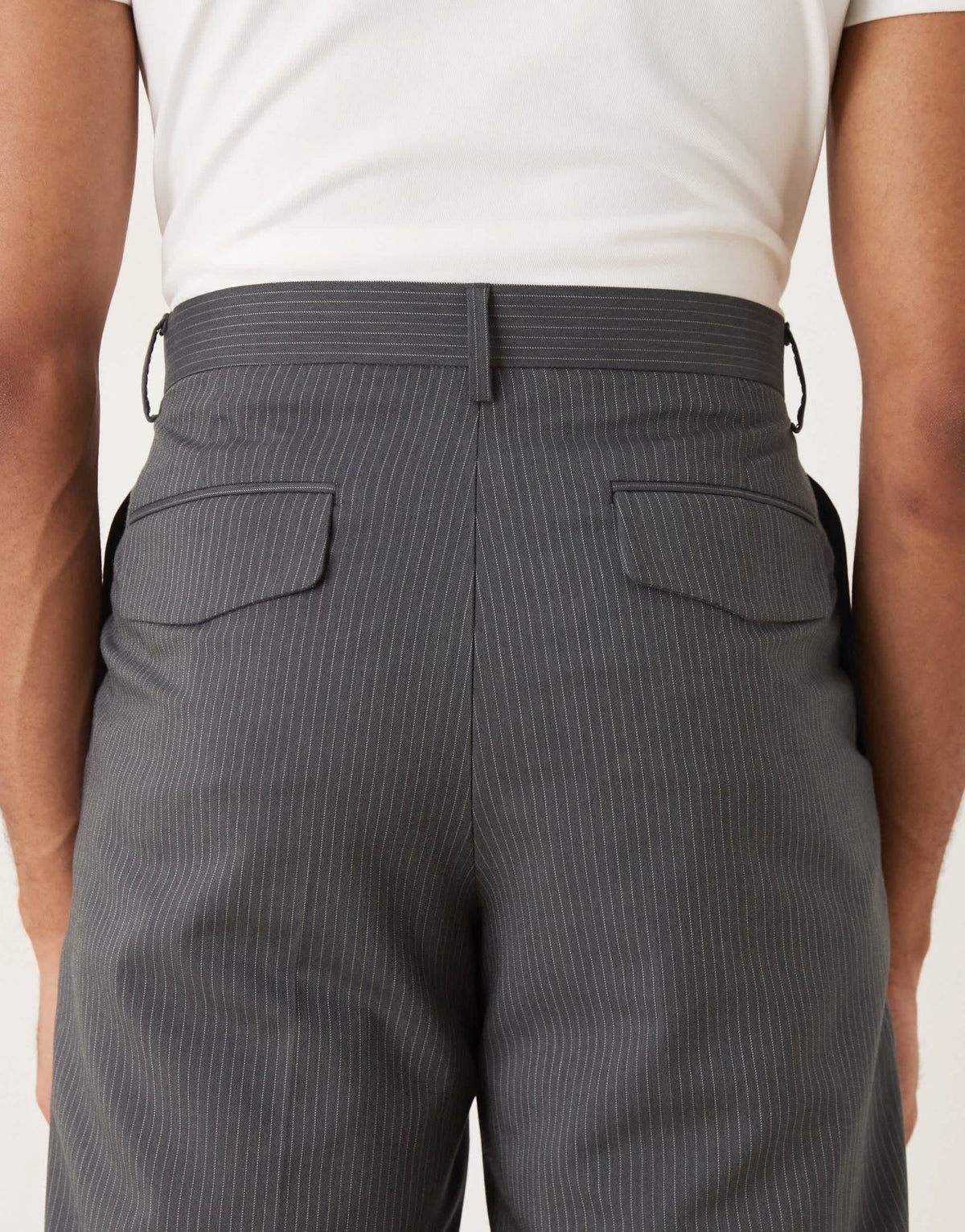 ASOS DESIGN wide leg trousers in charcoal pinstripe - ASOS Sample Sale