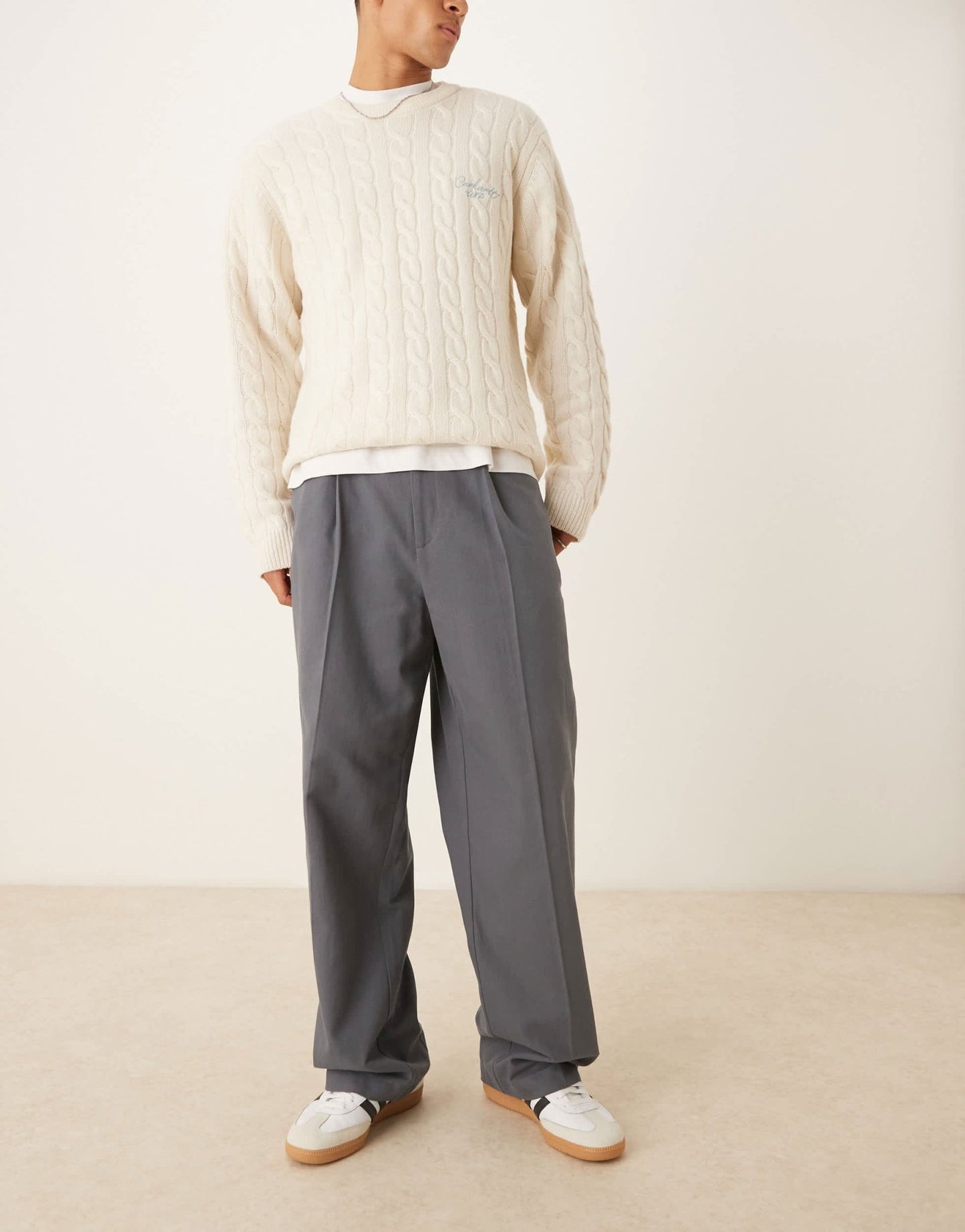 ASOS DESIGN wide leg trousers with pleat detailing in grey - ASOS Sample Sale