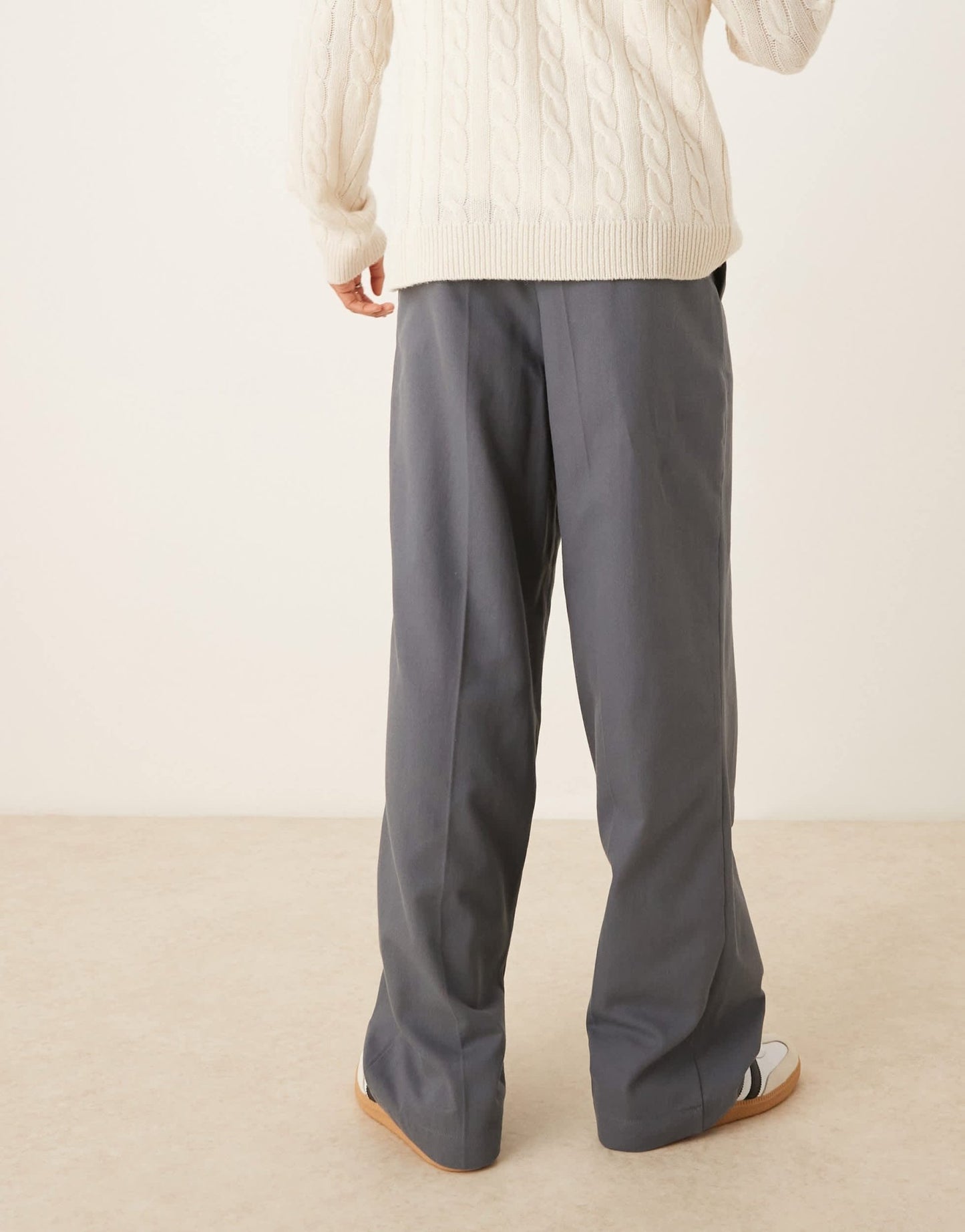 ASOS DESIGN wide leg trousers with pleat detailing in grey - ASOS Sample Sale