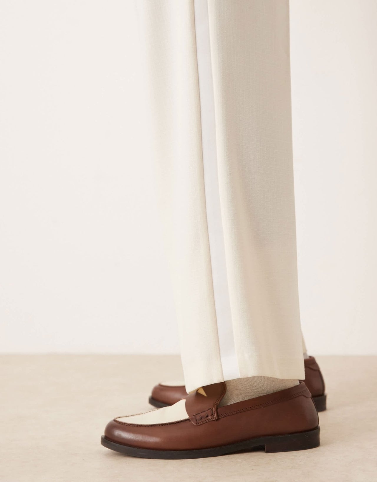 ASOS DESIGN wide leg tuxedo suit trousers in cream texture - ASOS Sample Sale