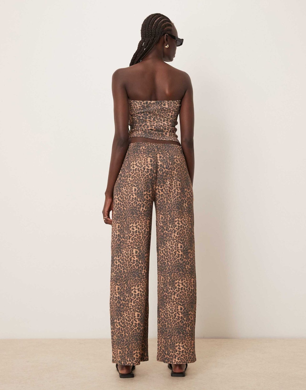 ASOS DESIGN wide leg waffle trouser co-ord in leopard print - ASOS Sample Sale