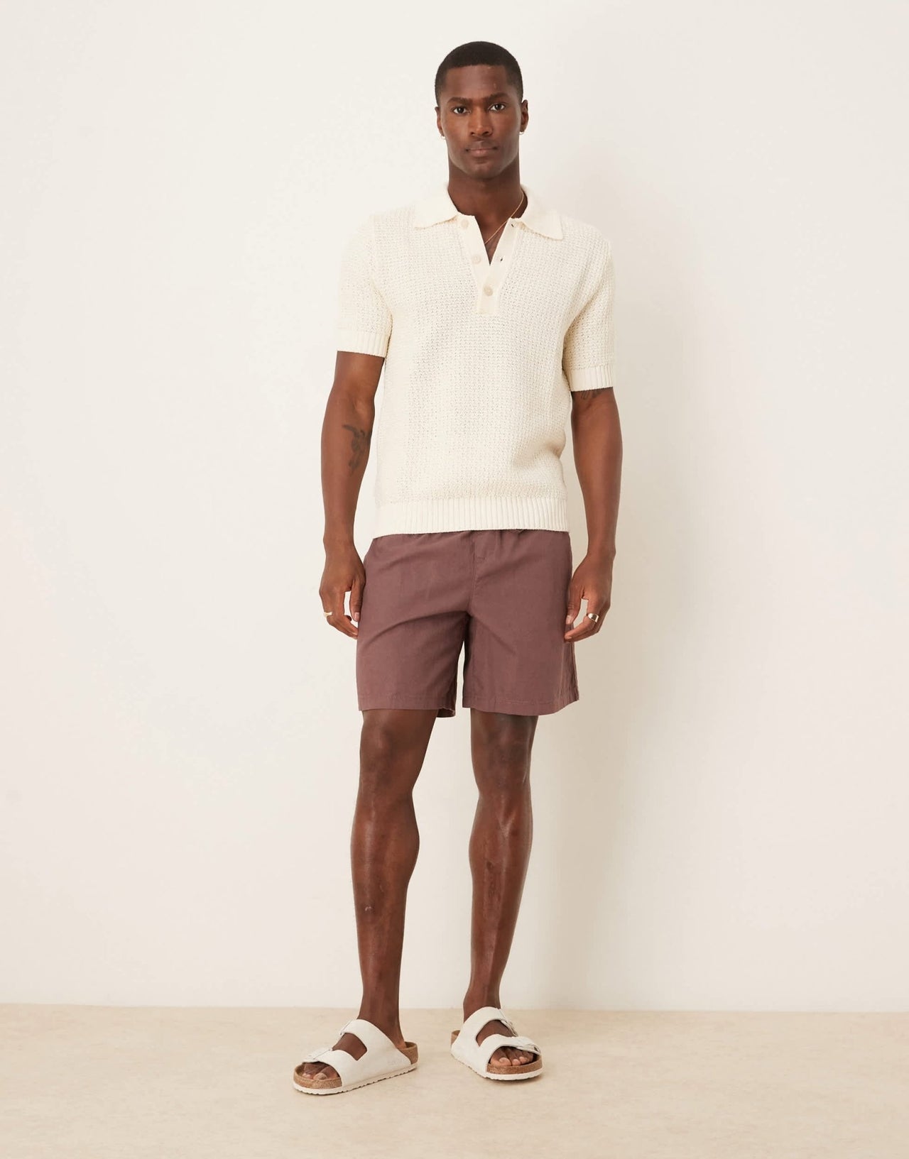 ASOS DESIGN wide shorts in brown linen blend - ASOS Sample Sale