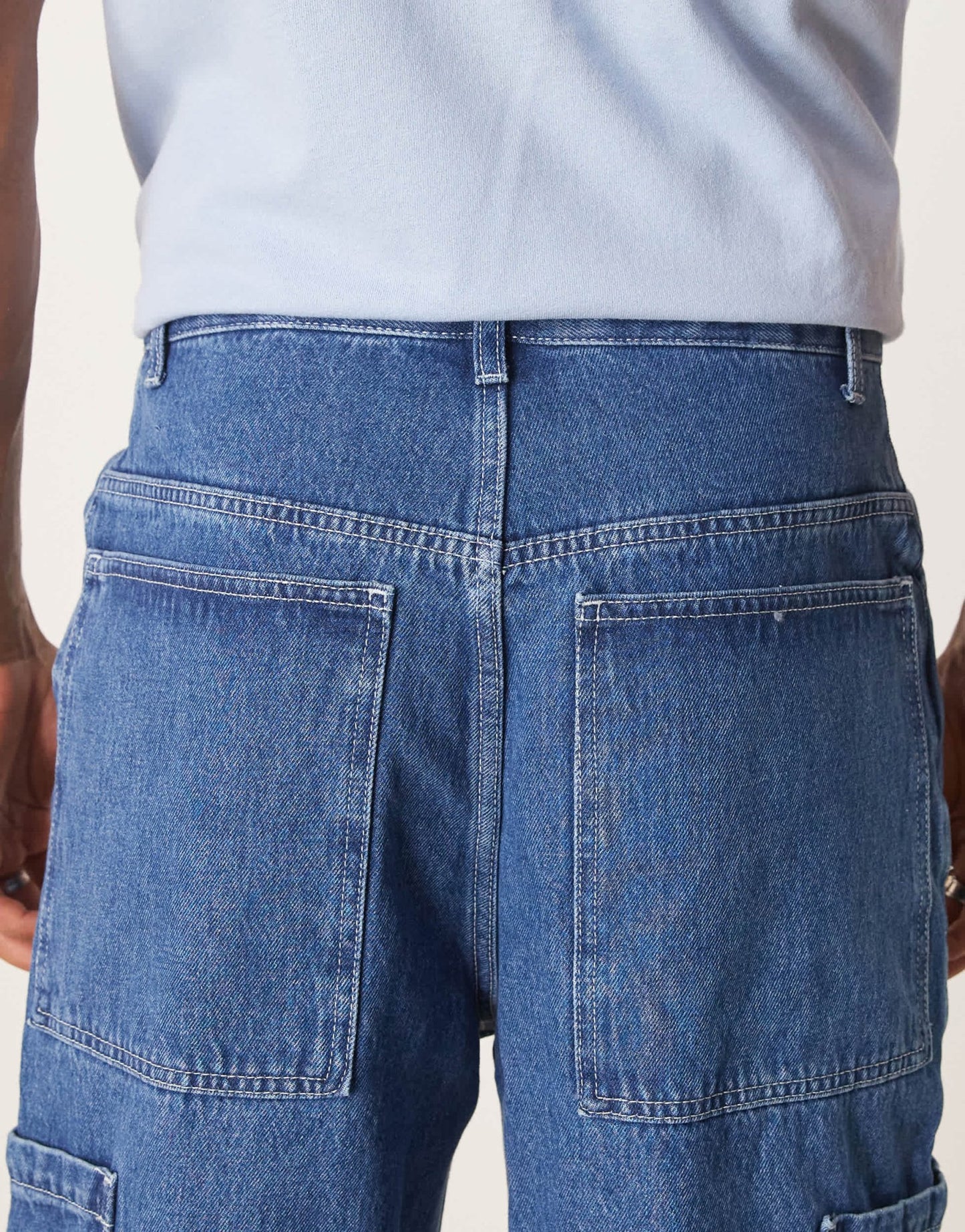 ASOS DESIGN wide skater jeans with cargo pockets in mid wash blue - ASOS Sample Sale