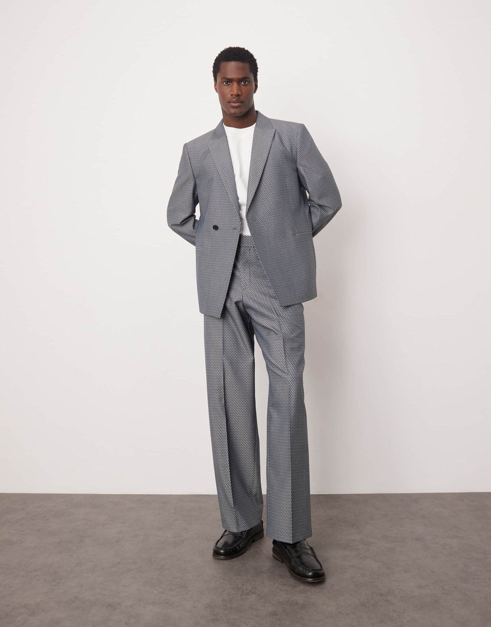 ASOS DESIGN wide suit trousers in grey checkerboard weave - ASOS Sample Sale