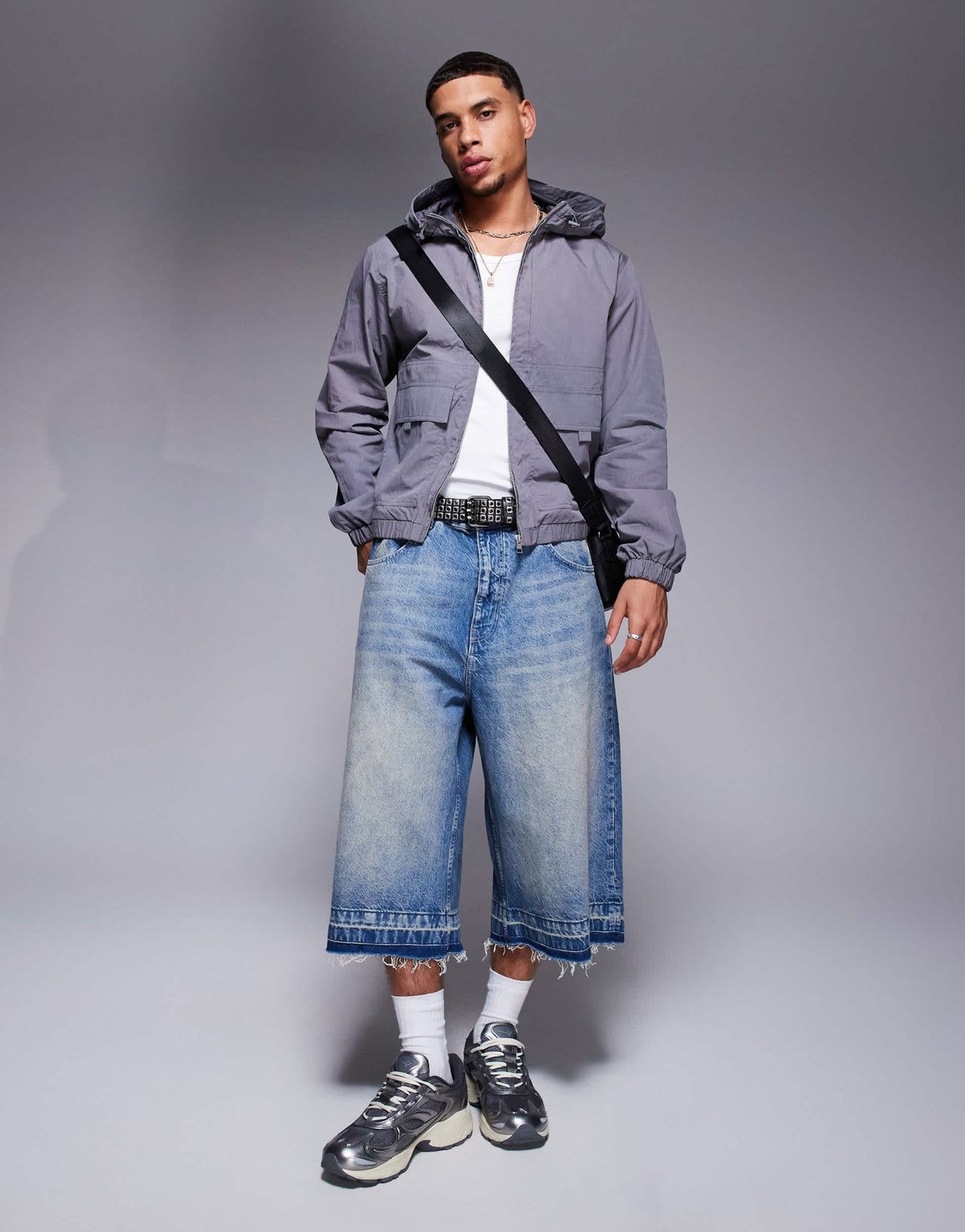 ASOS DESIGN windbreaker jacket with hood in charcoal - ASOS Sample Sale