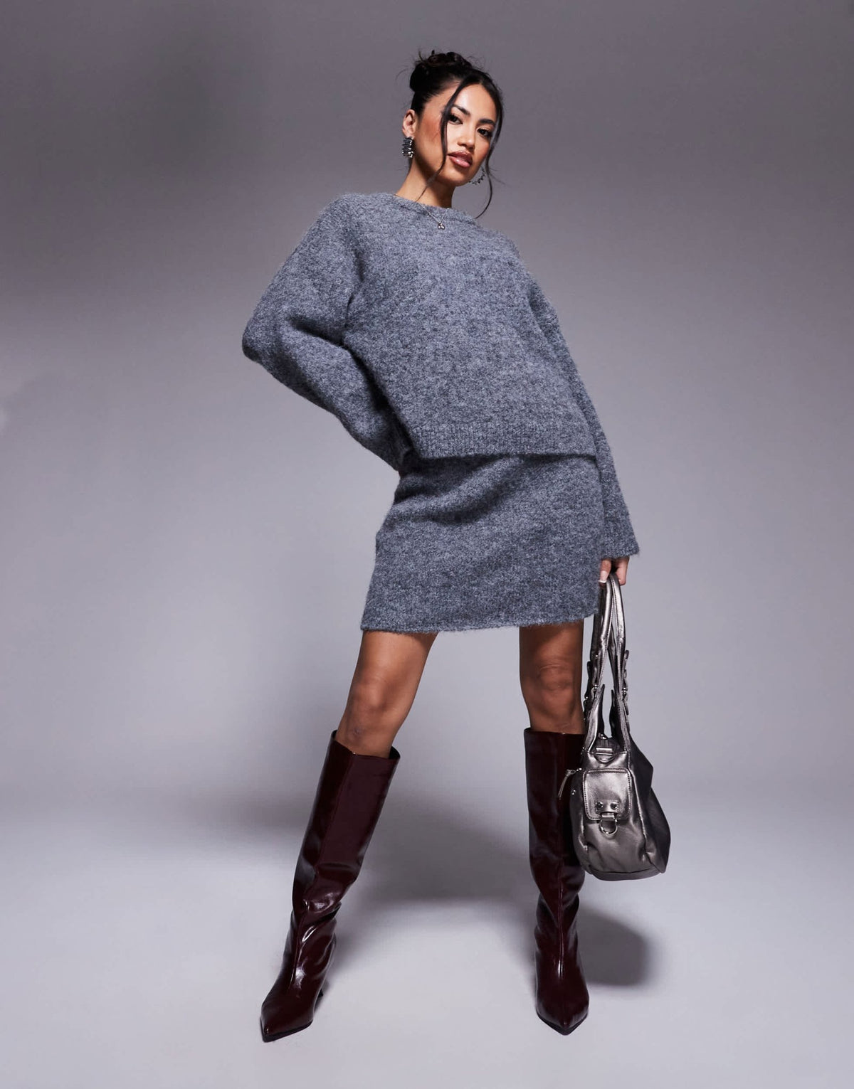 ASOS DESIGN wool blend mini skirt co - ord in charcoal grey - ASOS Sample Sale