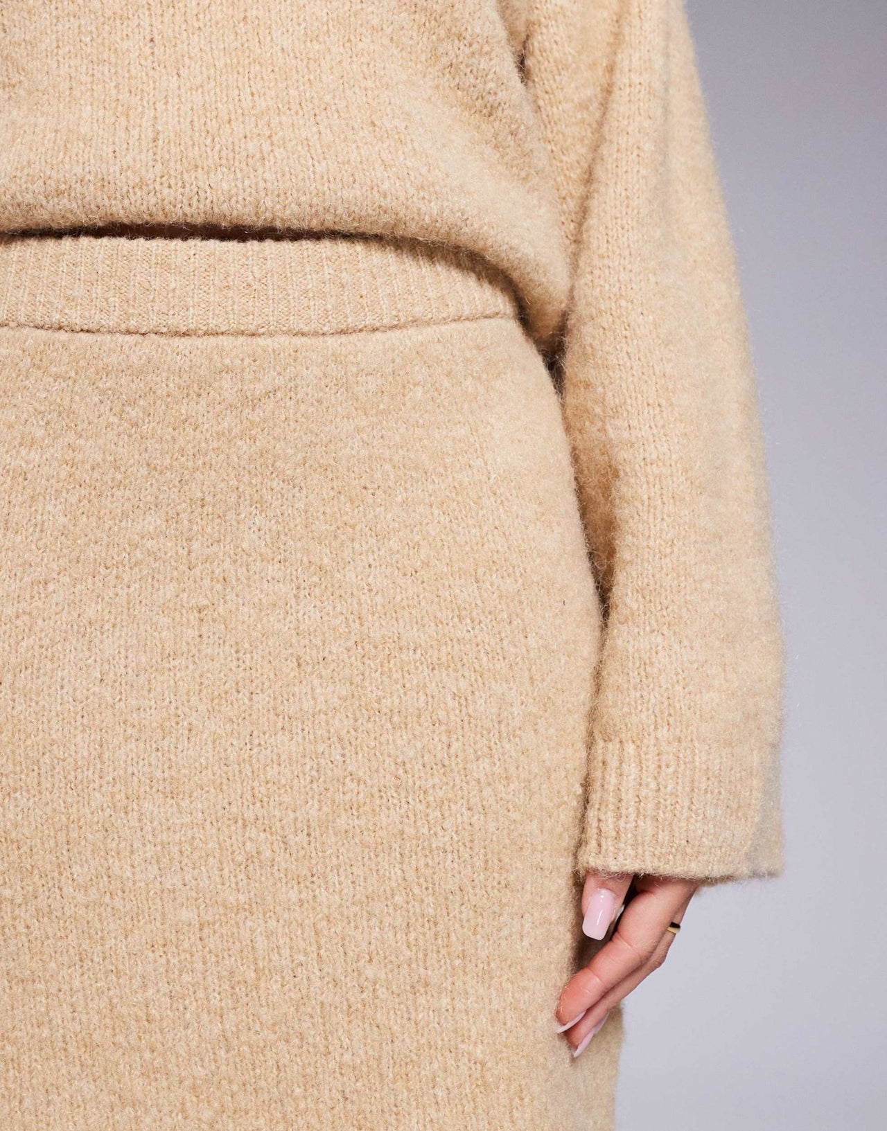 ASOS DESIGN wool blend mini skirt co - ord in honey beige - ASOS Sample Sale