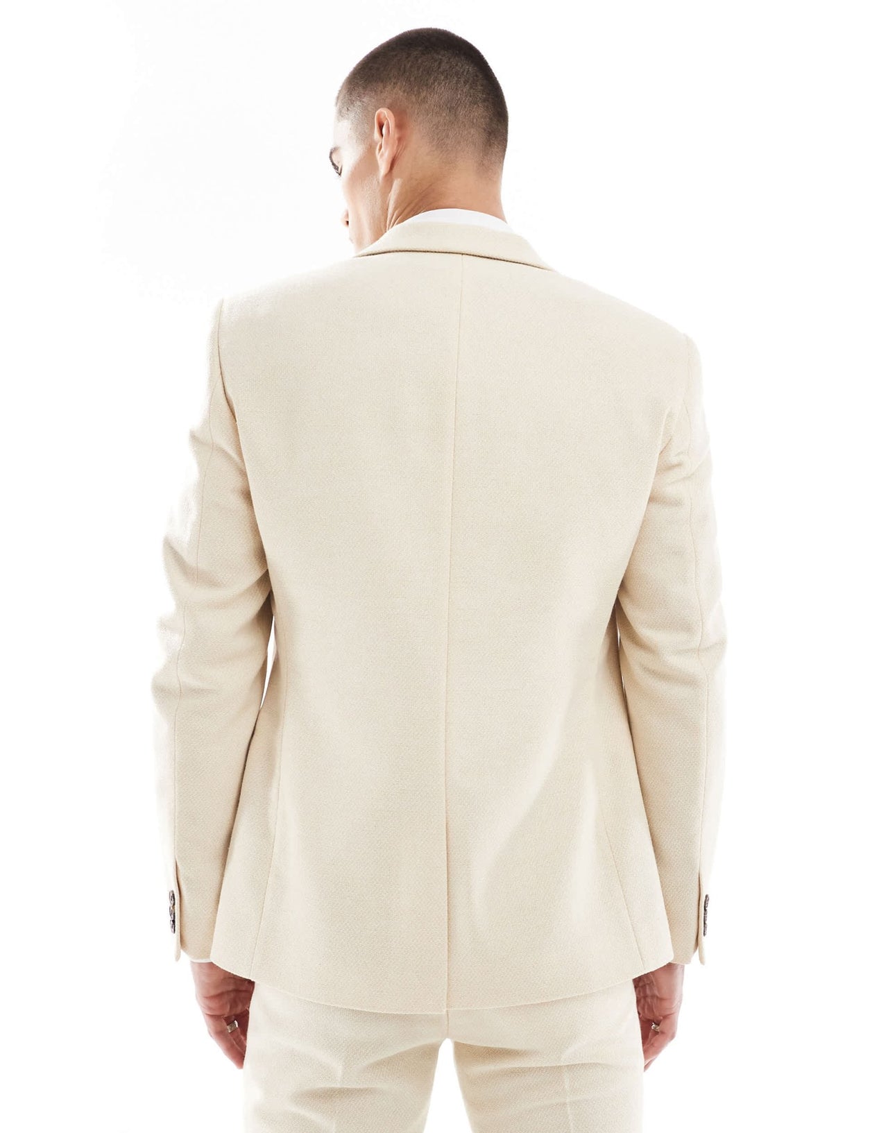 ASOS DESIGN wool blend skinny suit jacket in stone weave - ASOS Sample Sale