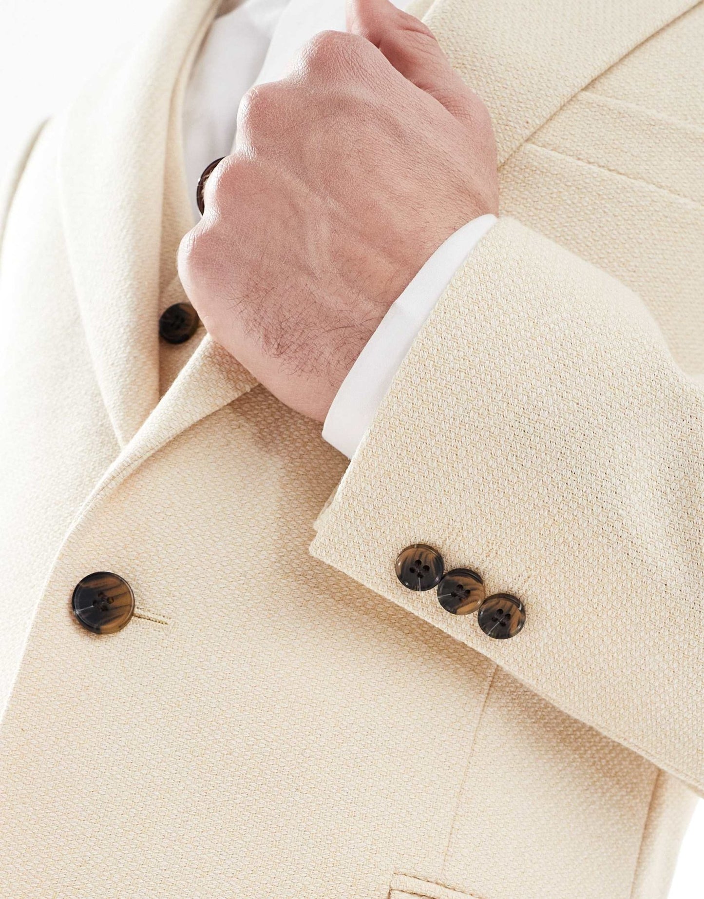 ASOS DESIGN wool blend skinny suit jacket in stone weave - ASOS Sample Sale