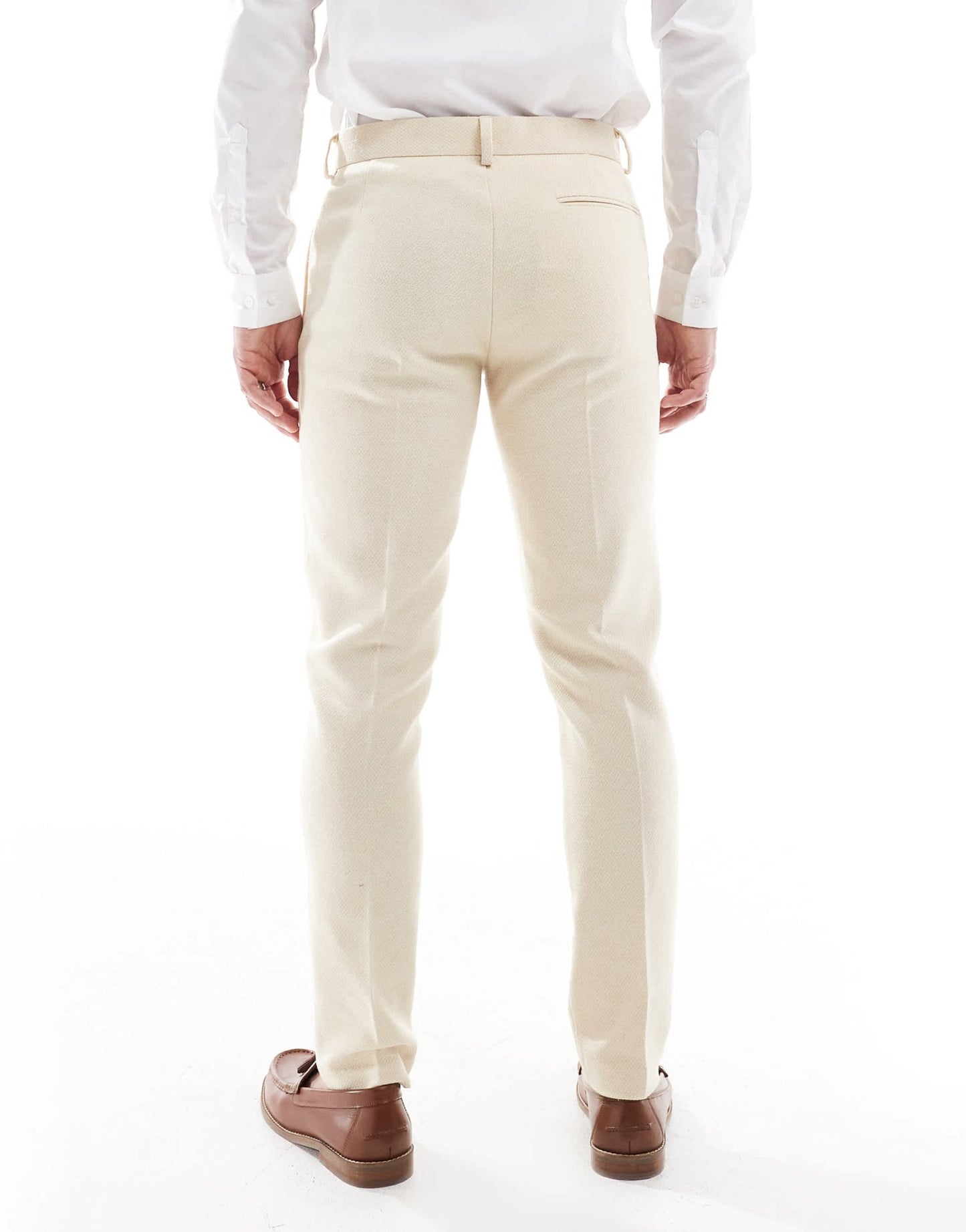 ASOS DESIGN wool blend skinny suit trousers in stone weave - ASOS Sample Sale