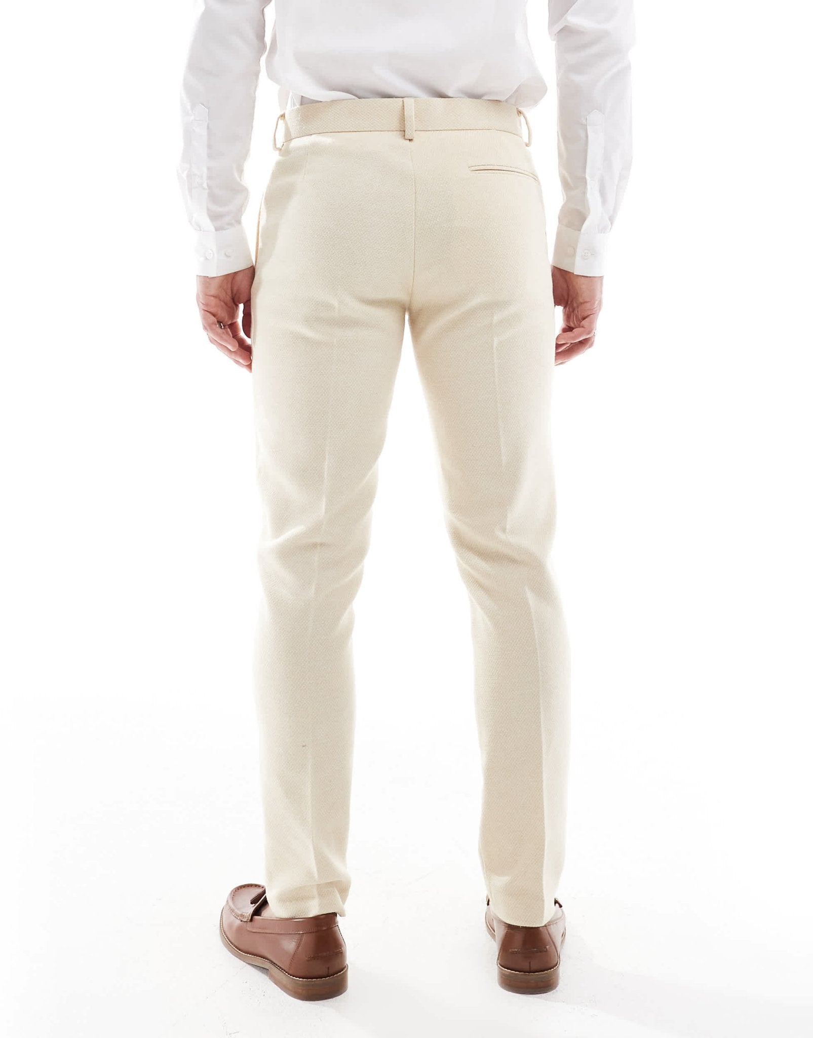 ASOS DESIGN wool blend skinny suit trousers in stone weave - ASOS Sample Sale
