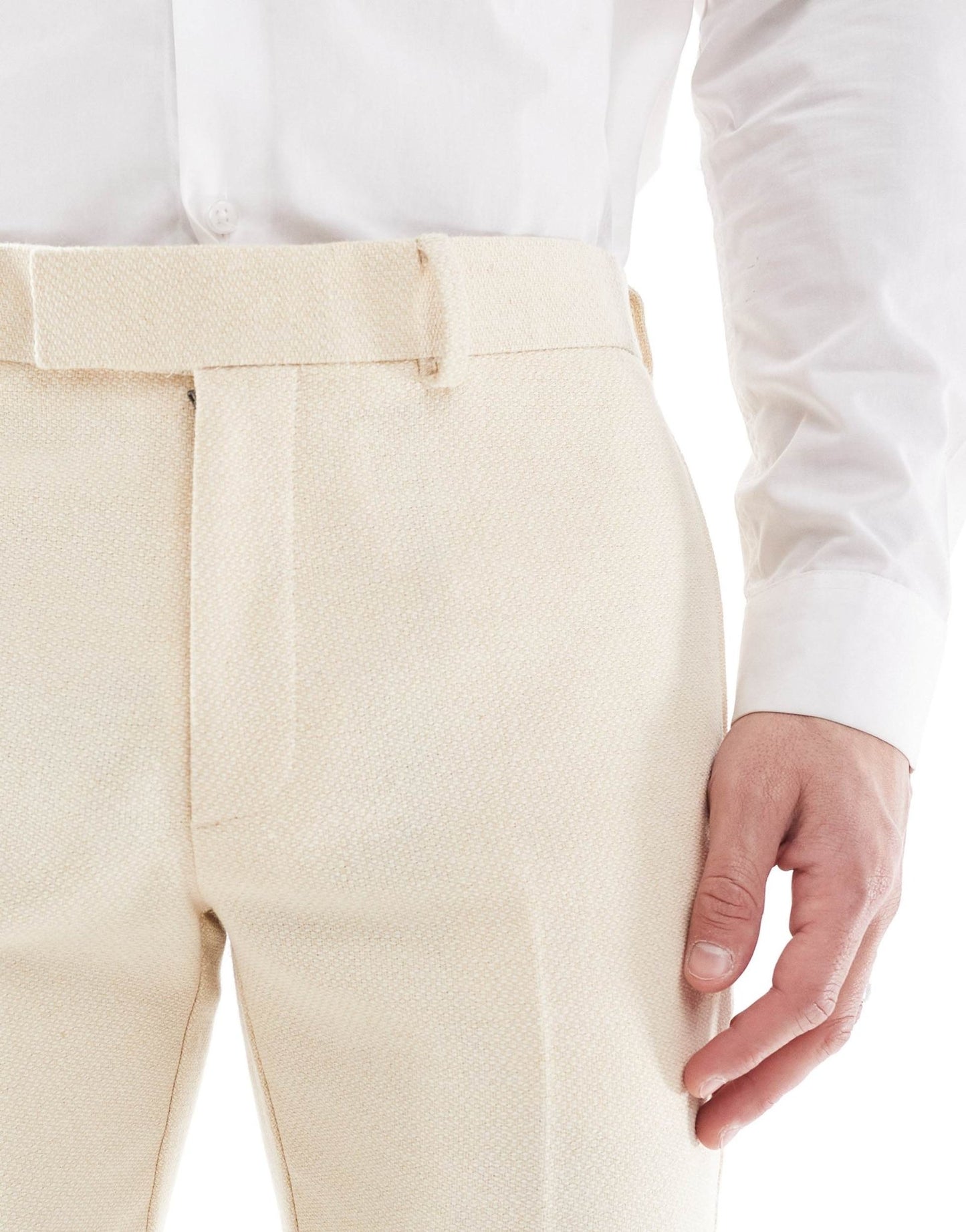ASOS DESIGN wool blend skinny suit trousers in stone weave - ASOS Sample Sale