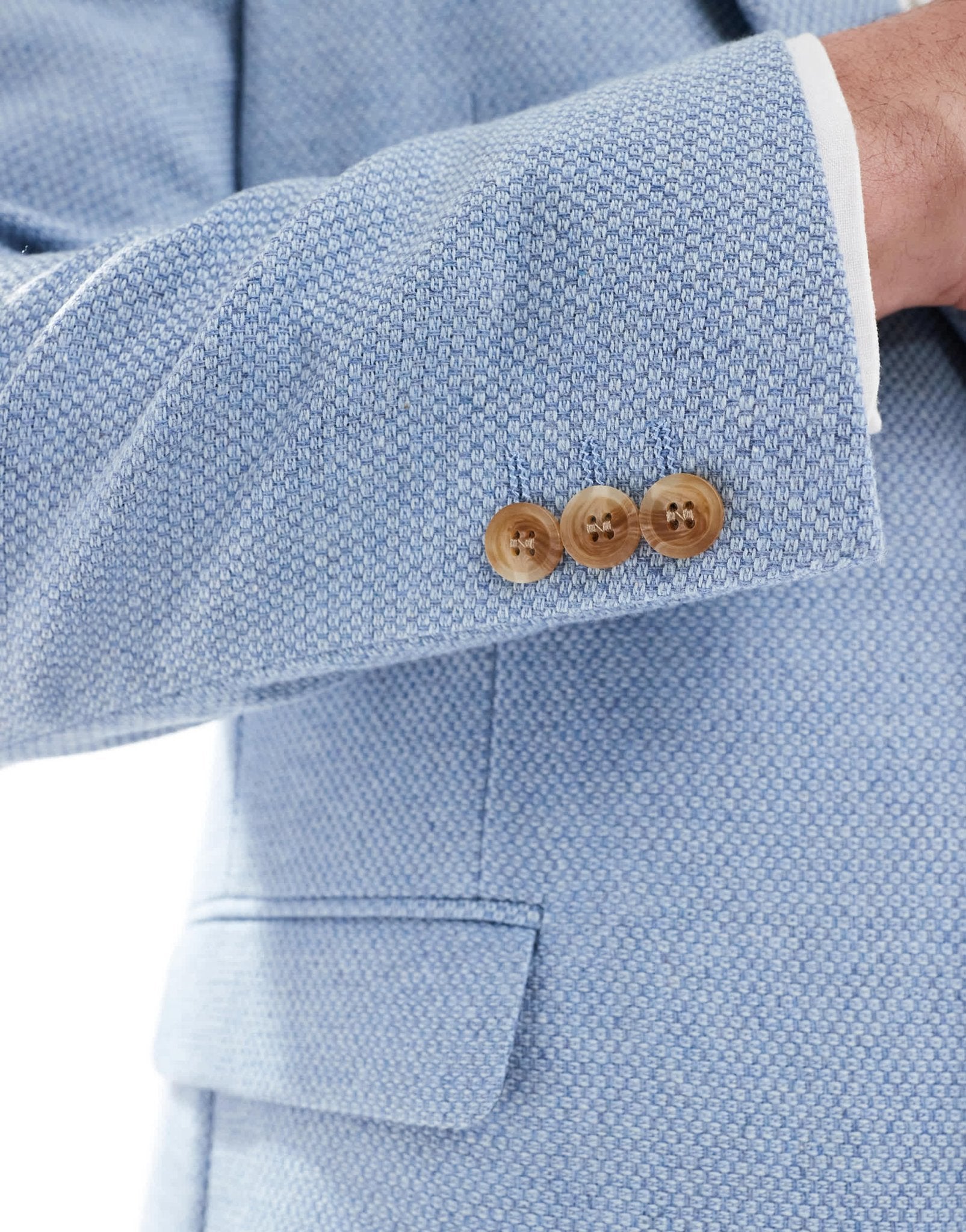 ASOS DESIGN wool blend slim suit jacket in blue weave - ASOS Sample Sale