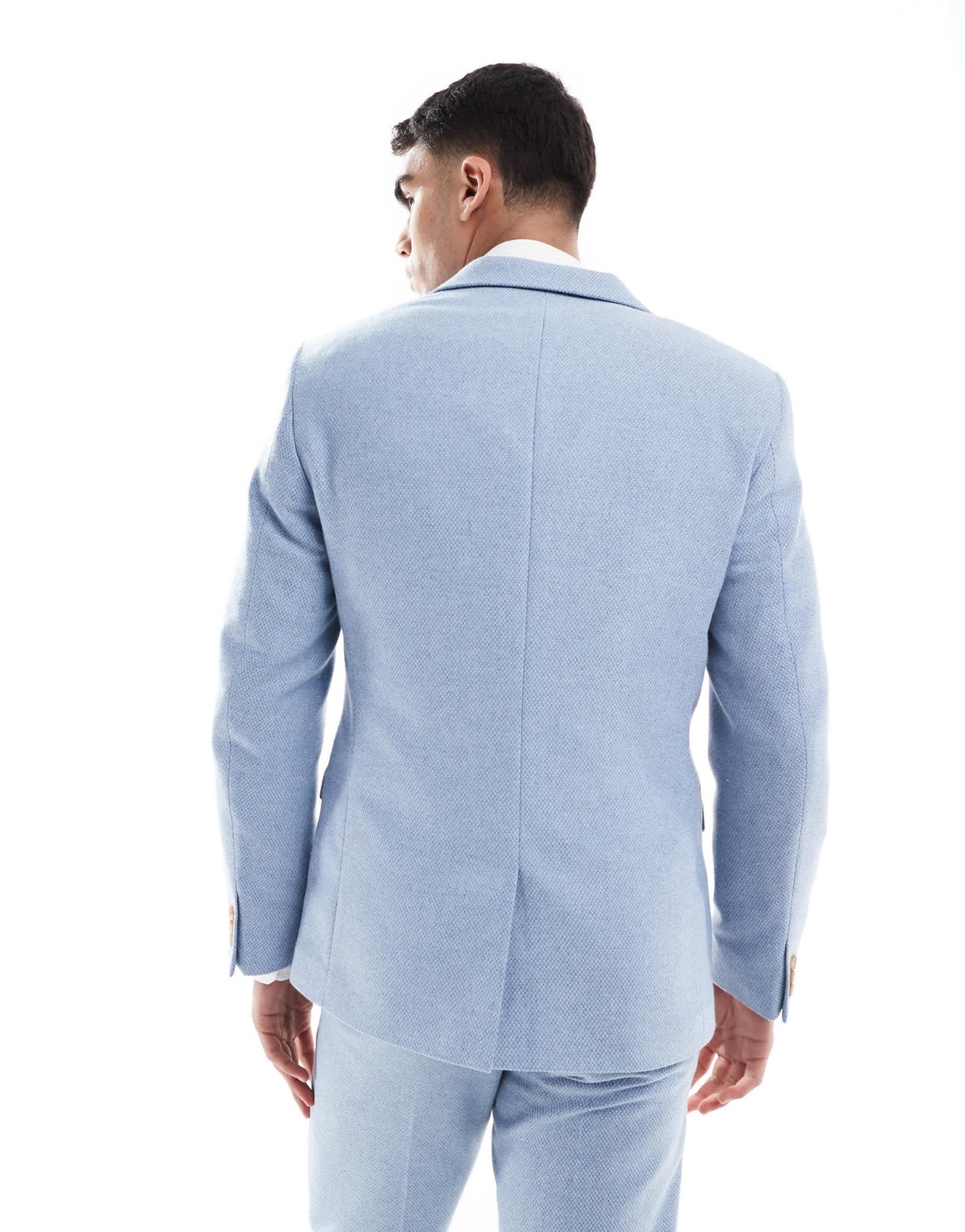 ASOS DESIGN wool blend slim suit jacket in blue weave - ASOS Sample Sale