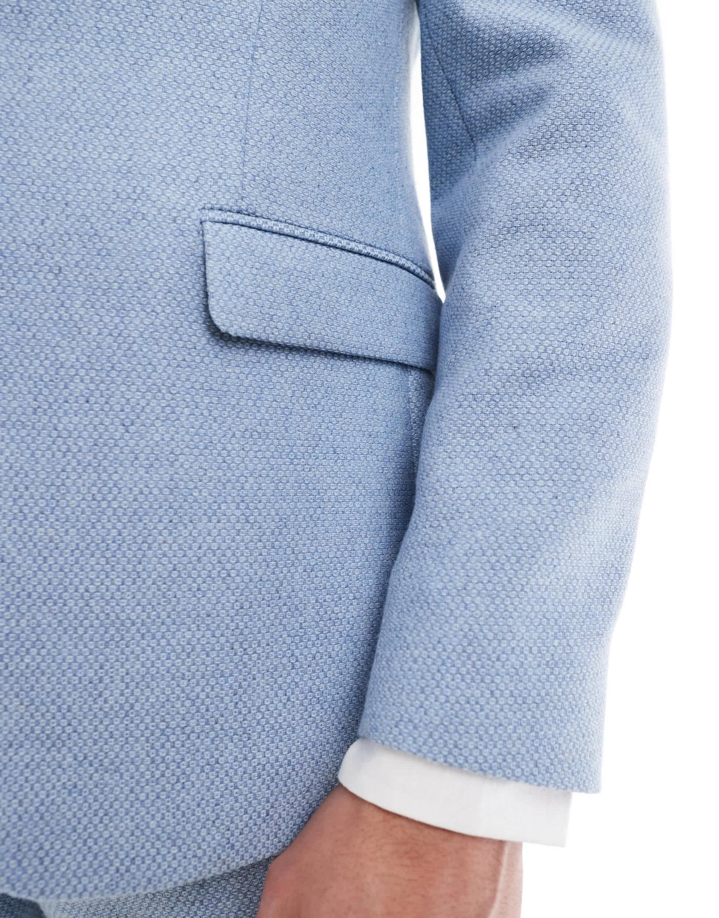 ASOS DESIGN wool blend slim suit jacket in blue weave - ASOS Sample Sale