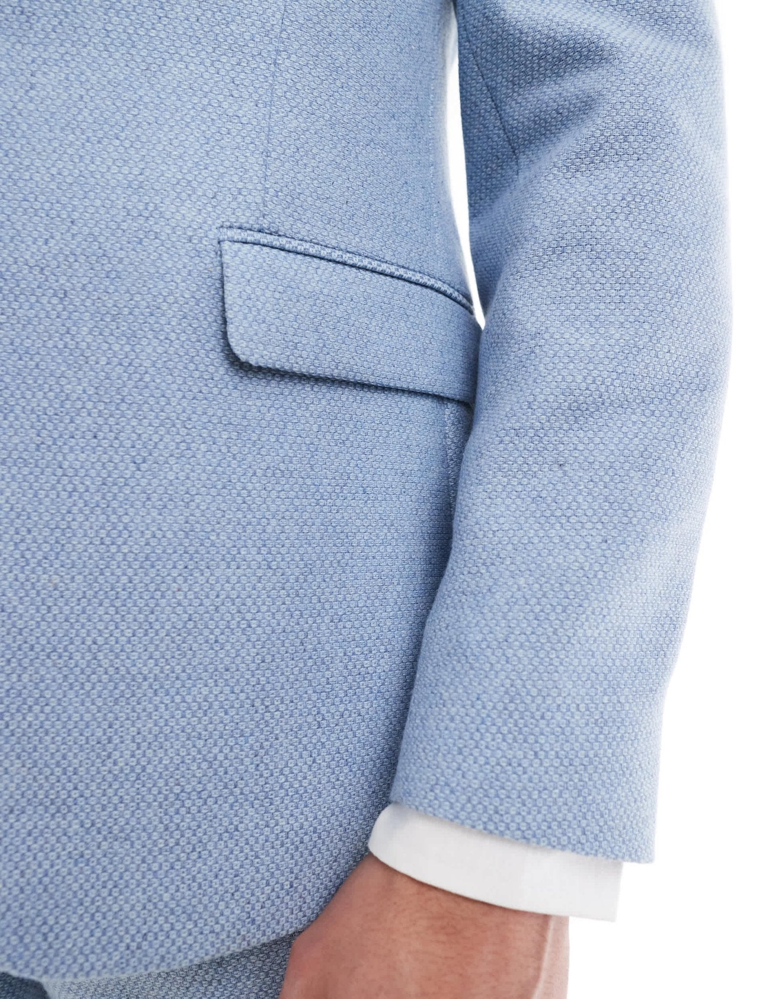 ASOS DESIGN wool blend slim suit jacket in blue weave - ASOS Sample Sale