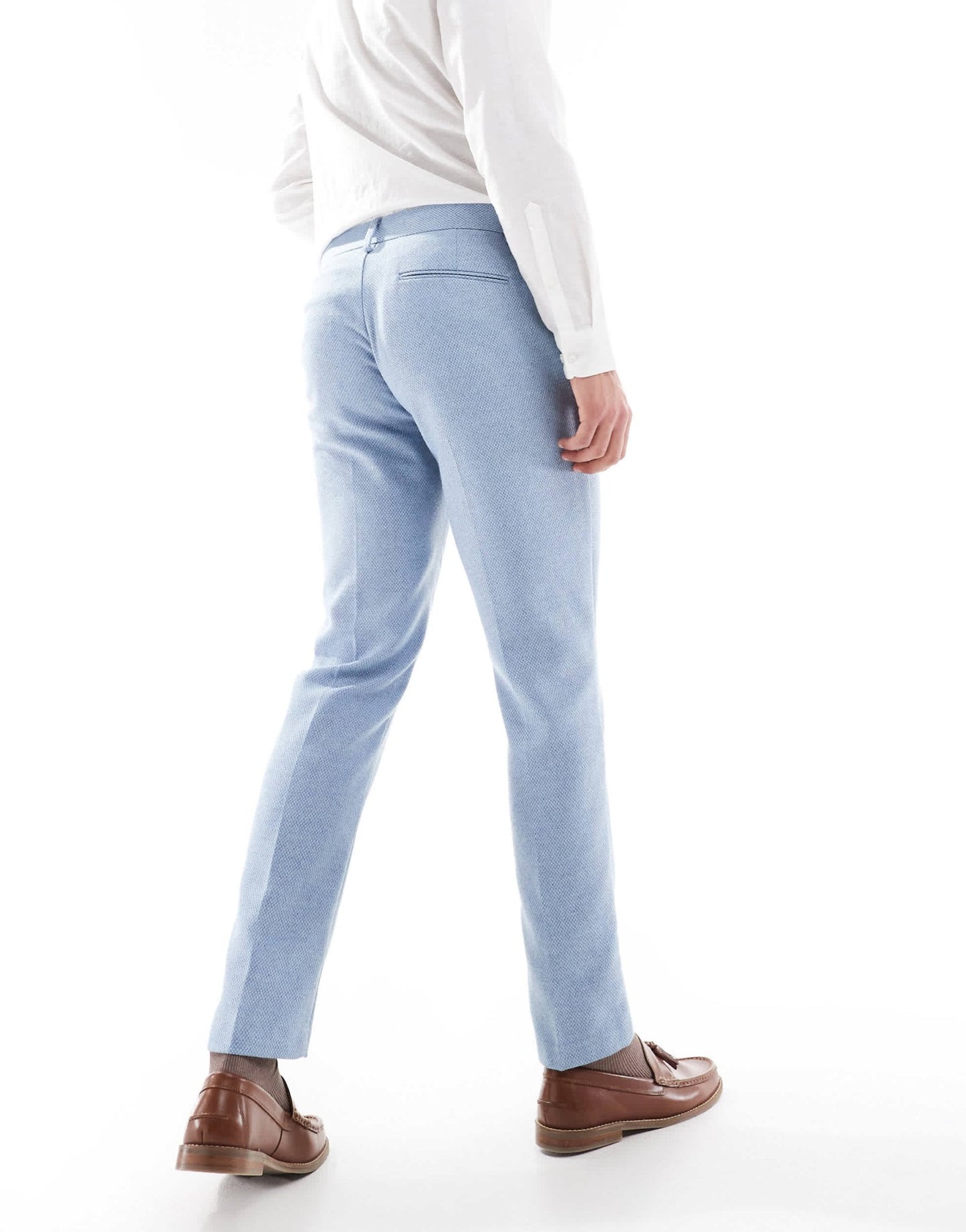 ASOS DESIGN wool blend slim suit trousers in blue weave - ASOS Sample Sale