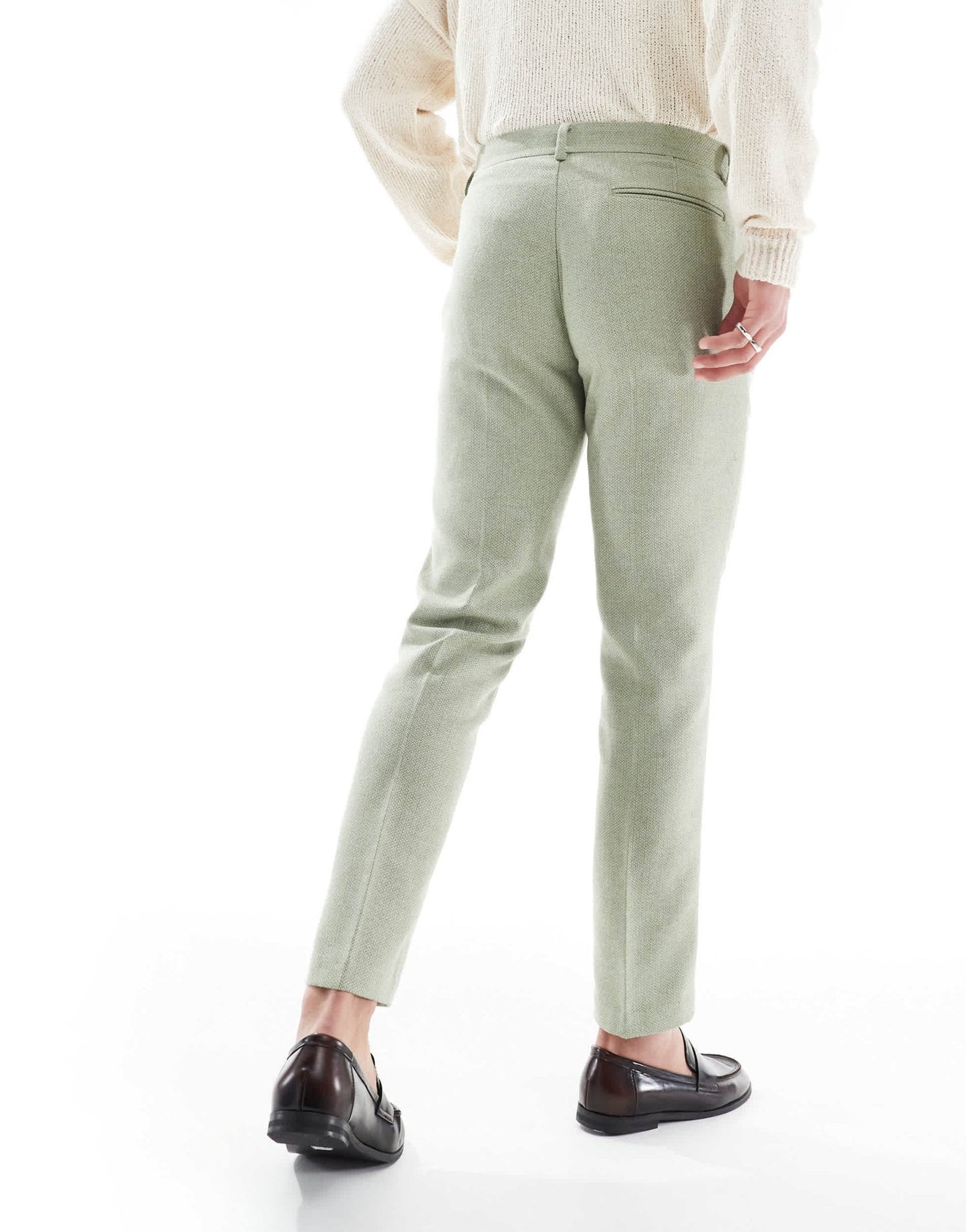 ASOS DESIGN wool blend slim suit trousers in green weave - ASOS Sample Sale