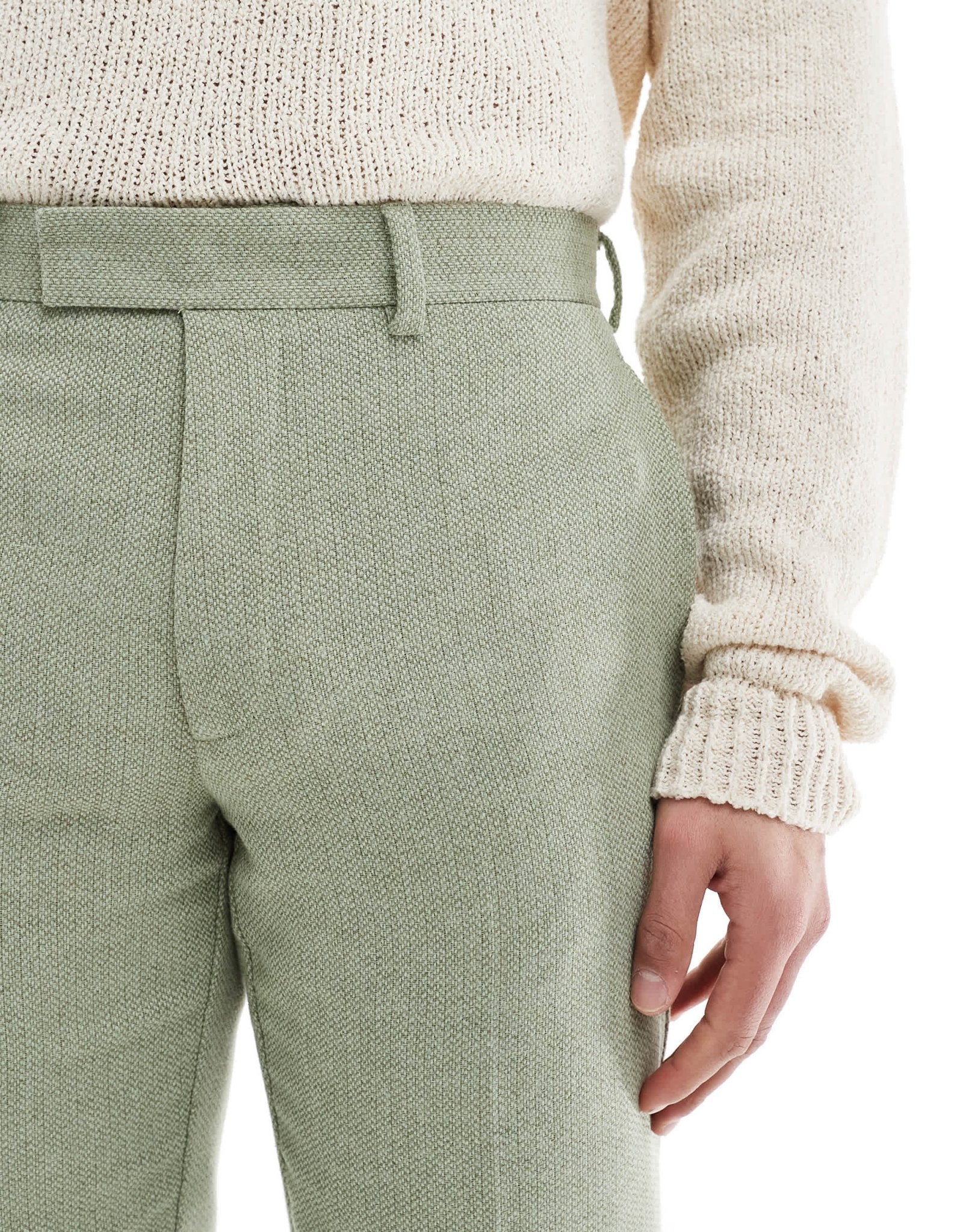 ASOS DESIGN wool blend slim suit trousers in green weave - ASOS Sample Sale