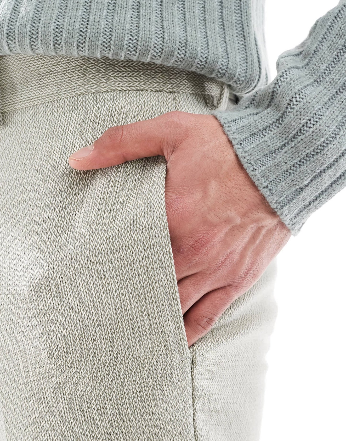 ASOS DESIGN wool blend tapered suit trousers in sage green weave - ASOS Sample Sale