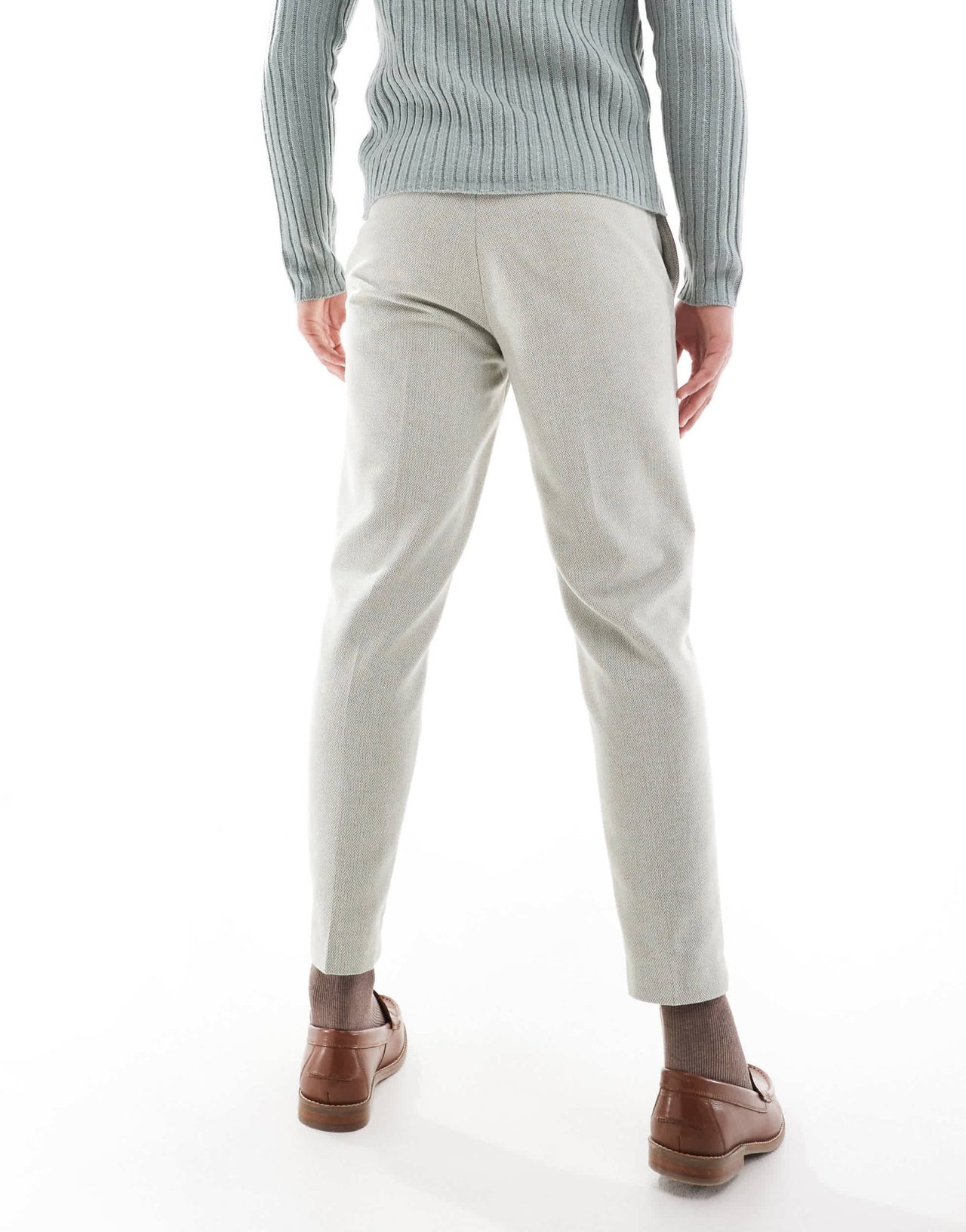 ASOS DESIGN wool blend tapered suit trousers in sage green weave - ASOS Sample Sale