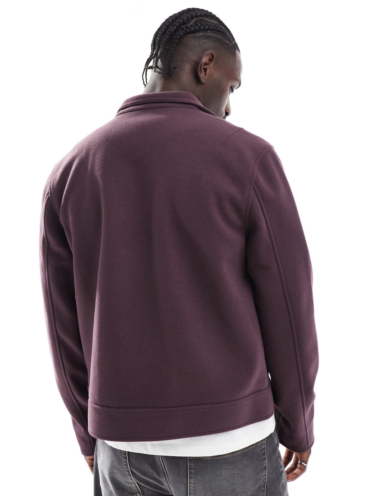 ASOS DESIGN wool look harrington jacket with funnel neck in burgundy - ASOS Sample Sale