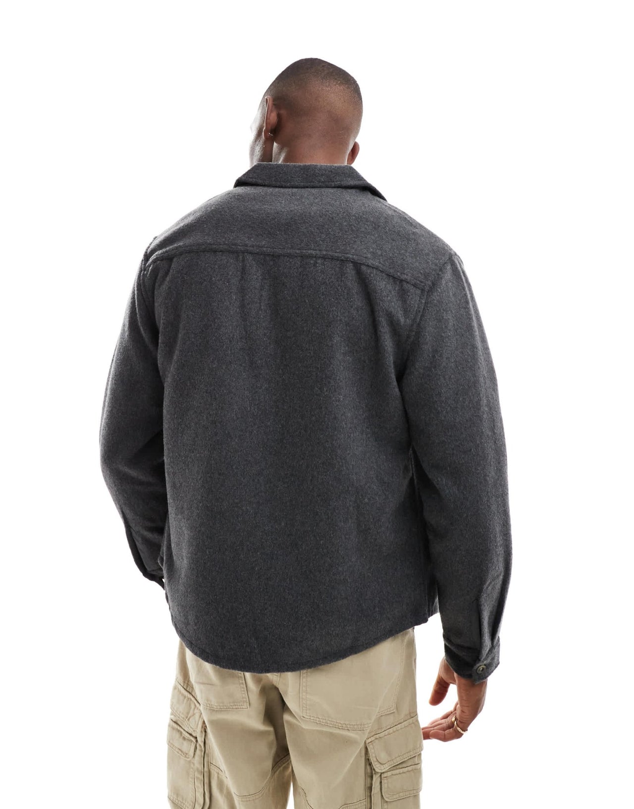 ASOS DESIGN wool look overshirt with revere collar in black - ASOS Sample Sale