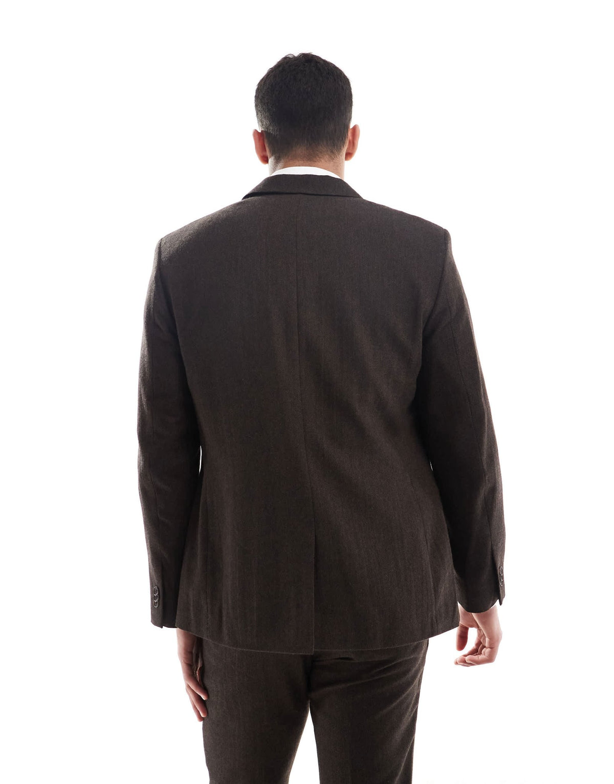 ASOS DESIGN wool rich slim suit jacket in brown herringbone - ASOS Sample Sale