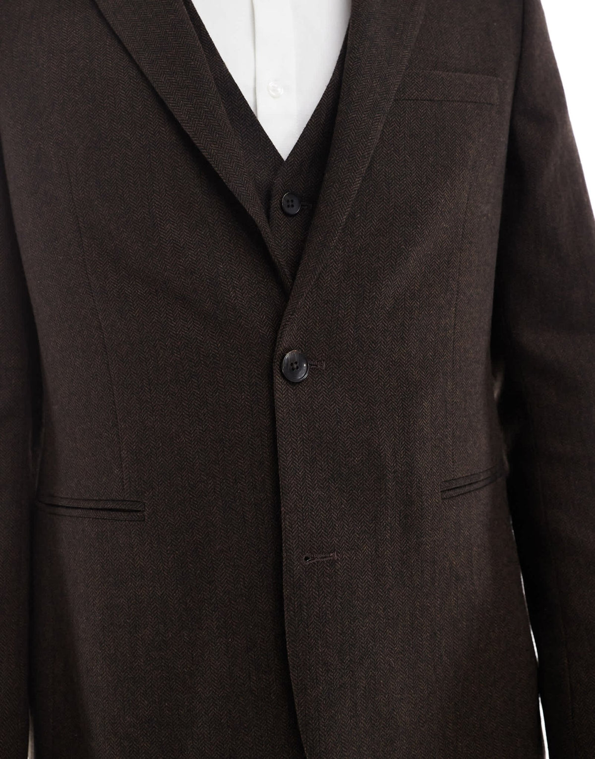 ASOS DESIGN wool rich slim suit jacket in brown herringbone - ASOS Sample Sale