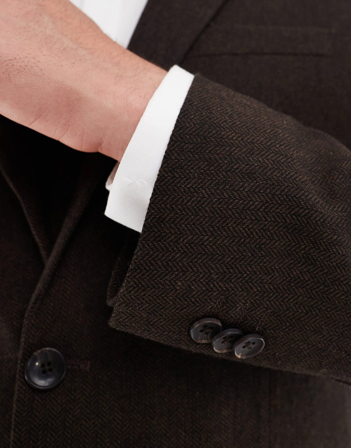 ASOS DESIGN wool rich slim suit jacket in brown herringbone - ASOS Sample Sale