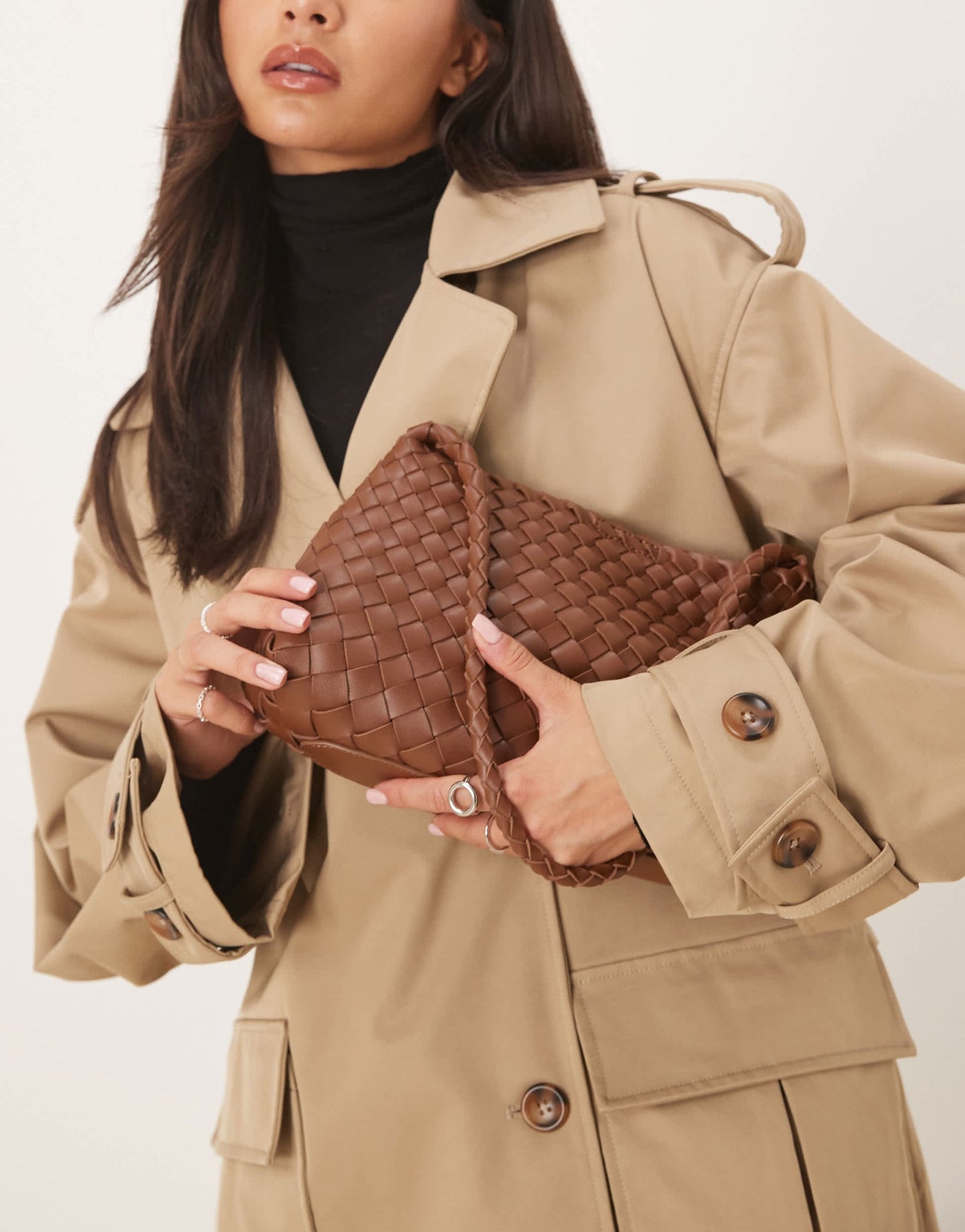 ASOS DESIGN woven trapeze shoulder bag in brown - ASOS Sample Sale