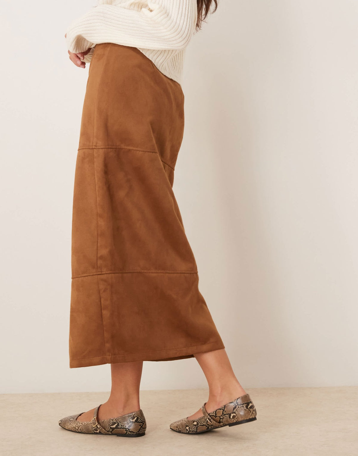 ASOS DESIGN zip detail faux suede maxi skirt in brown - KHAKI - ASOS Sample Sale