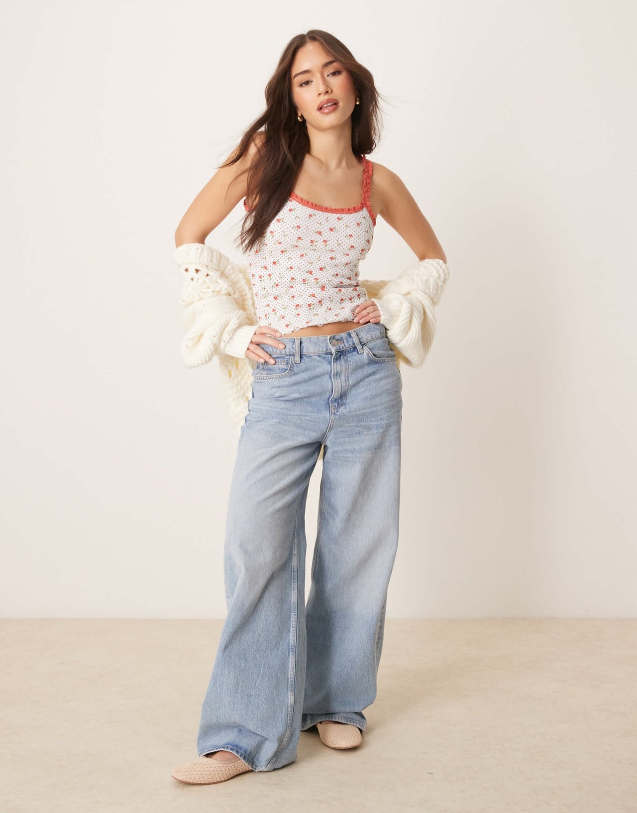 ASOS DSIGN trim detail cami in polka dot ditsy print - ASOS Sample Sale
