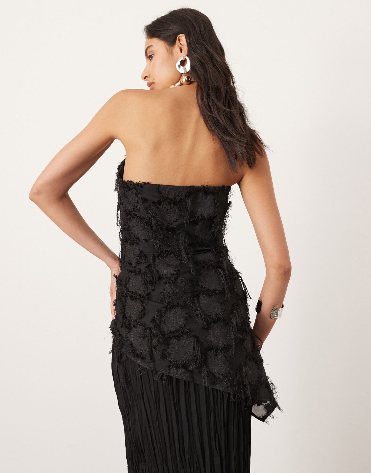 ASOS EDITION jacquard floral bandeau longline top in black - ASOS Sample Sale