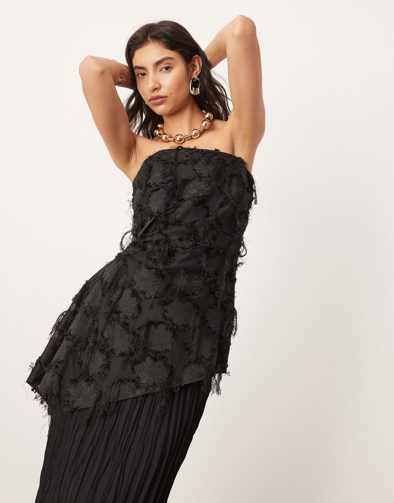 ASOS EDITION jacquard floral bandeau longline top in black - ASOS Sample Sale