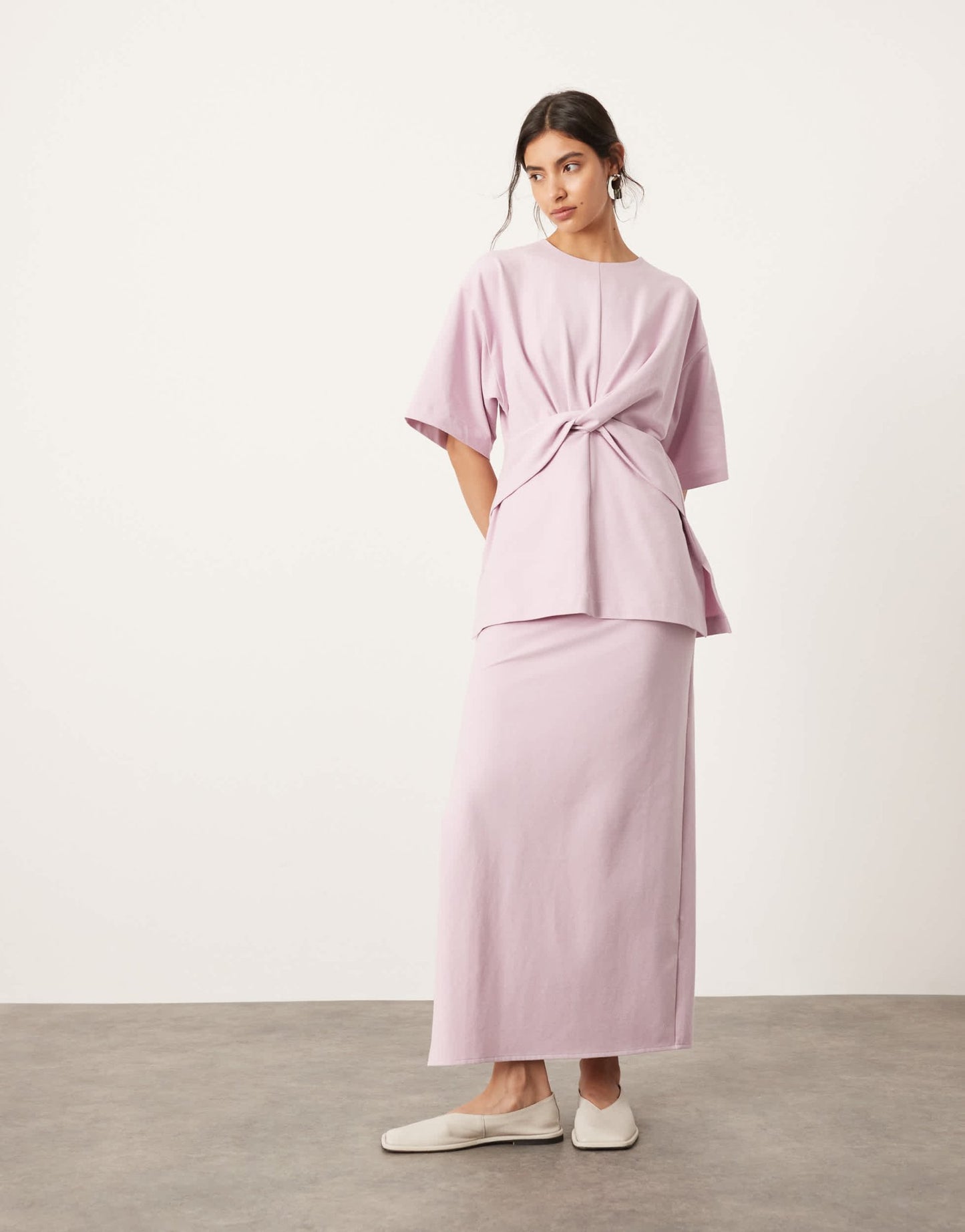 ASOS EDITION premium textured jersey maxi skirt co - ord with side split in lilac - ASOS Sample Sale