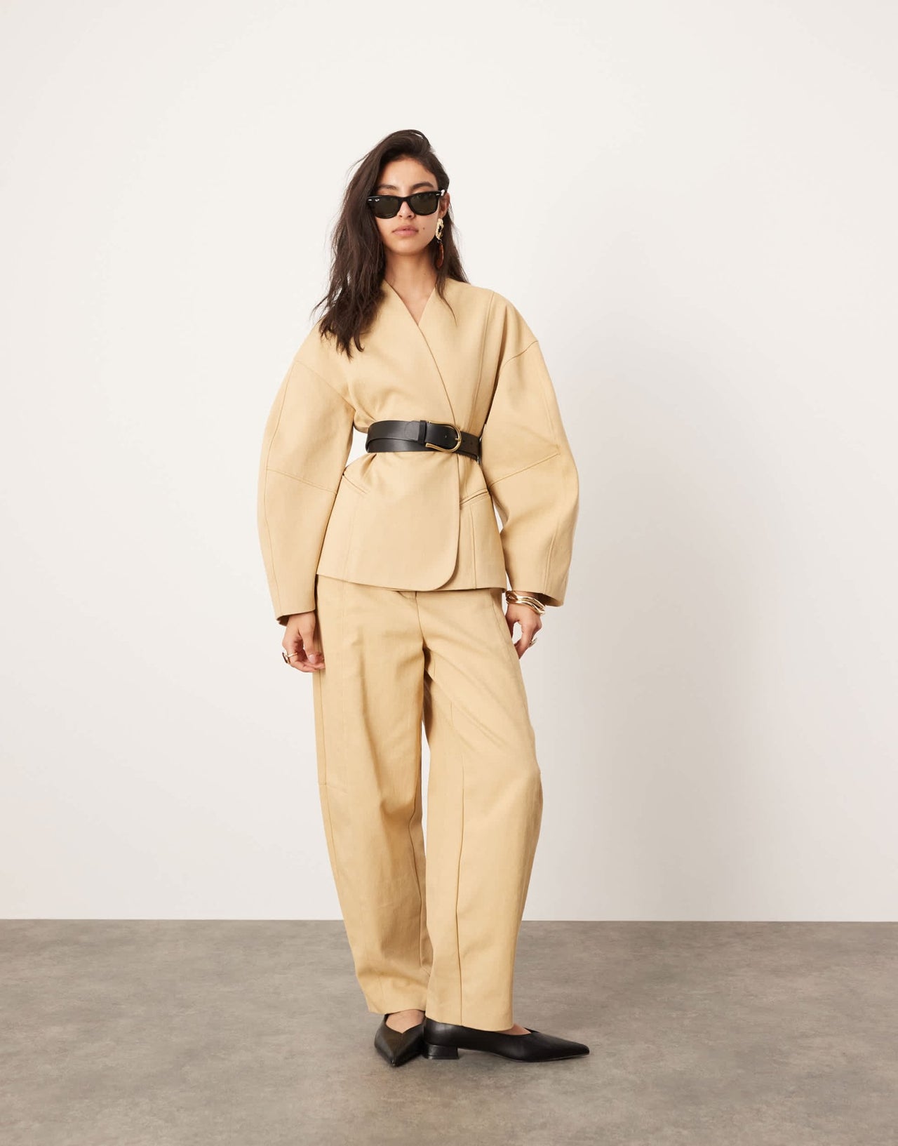 ASOS EDITION twill barrel trouser with pocket detail co - ord in light brown - ASOS Sample Sale