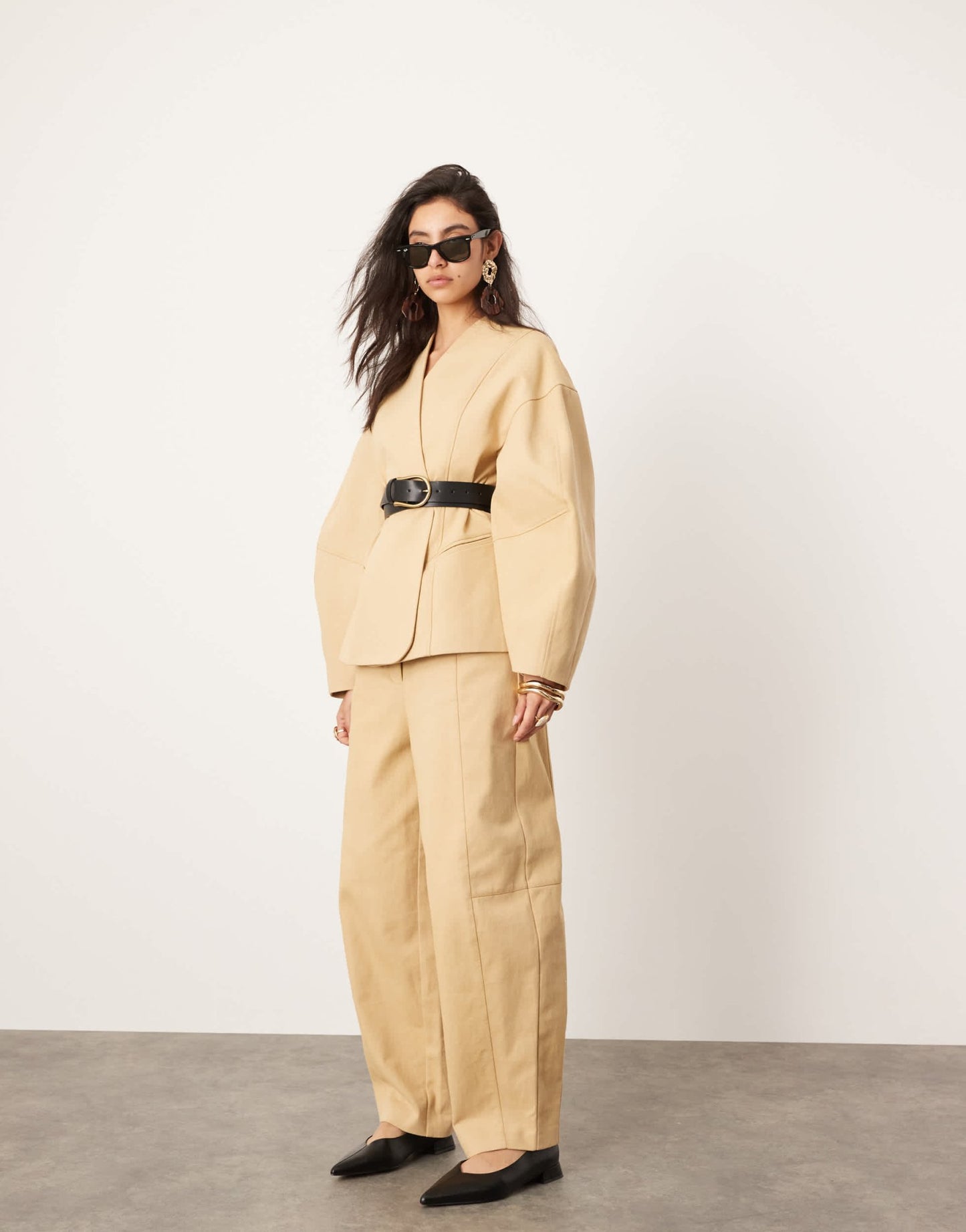 ASOS EDITION twill barrel trouser with pocket detail co - ord in light brown - ASOS Sample Sale