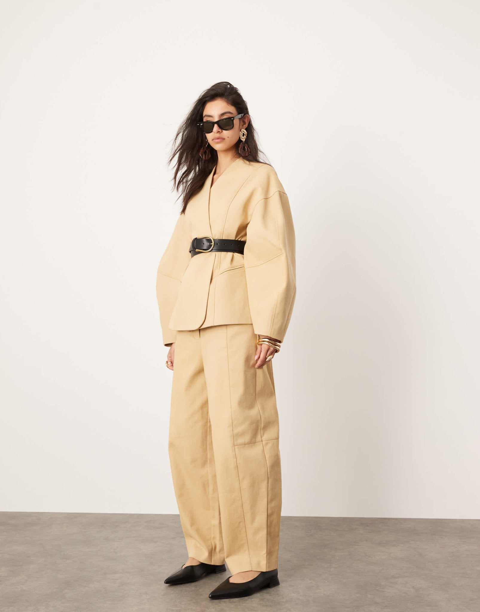 ASOS EDITION twill barrel trouser with pocket detail co - ord in light brown - ASOS Sample Sale