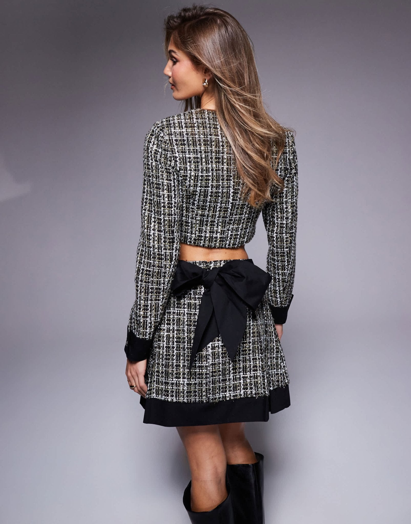 ASOS LUXE co - ord boucle blazer with embellished buttons in black & gold - ASOS Sample Sale