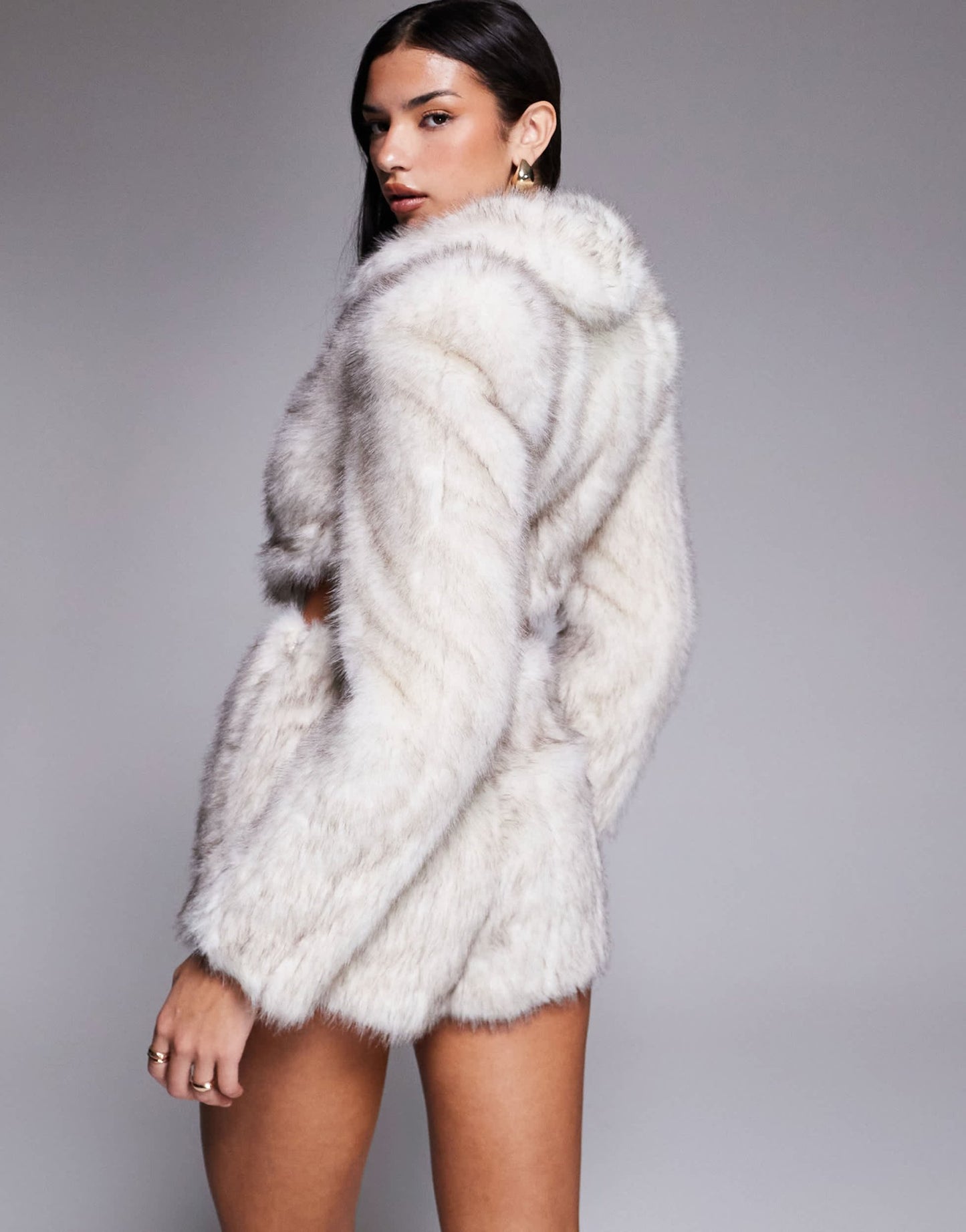 ASOS LUXE co - ord faux fur cropped jacket in natural - ASOS Sample Sale