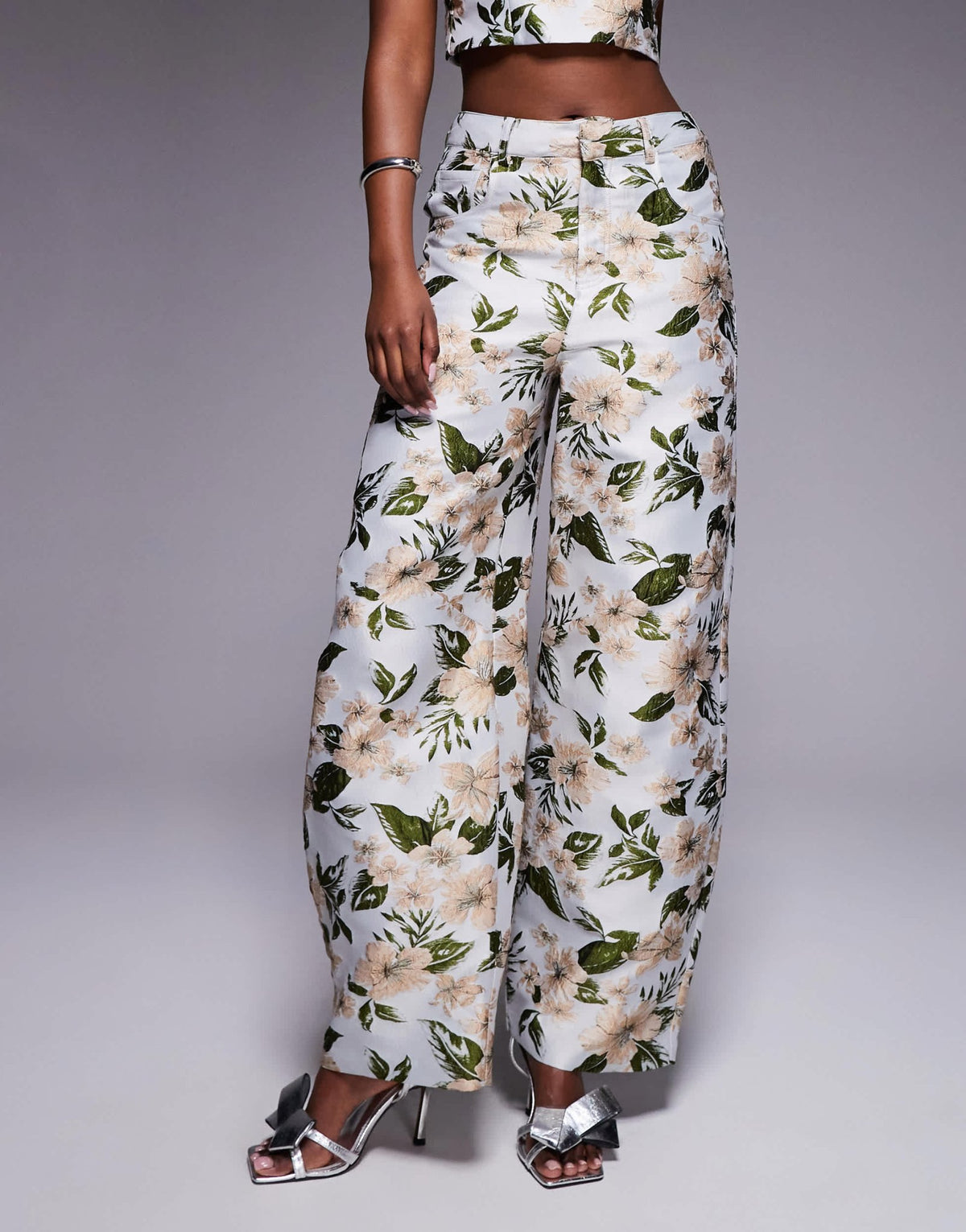 ASOS LUXE co-ord jacquard barrel leg trouser in floral - ASOS Sample Sale