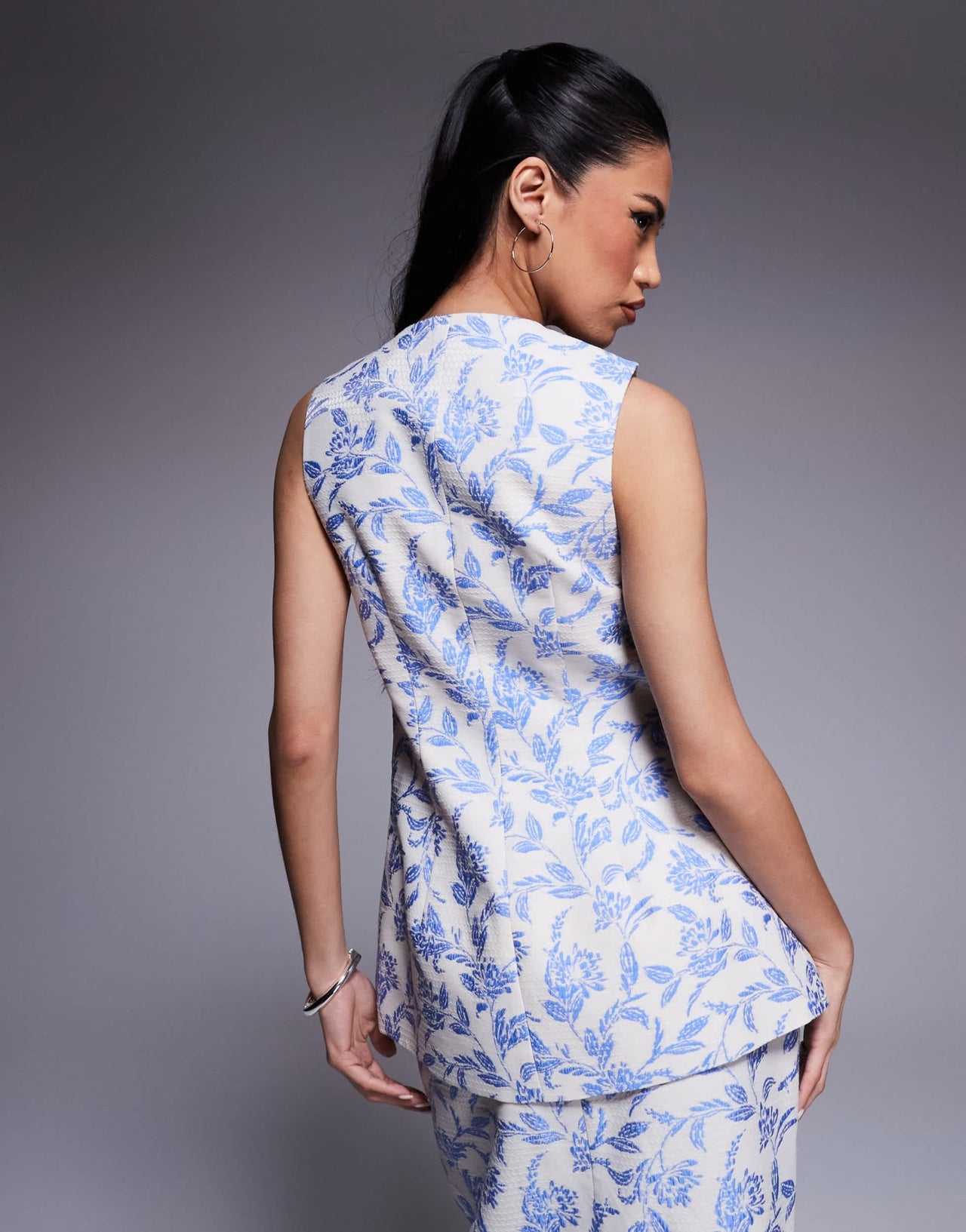 ASOS LUXE co-ord jacquard waist coat with 3D flowers in blue tapestry floral - ASOS Sample Sale