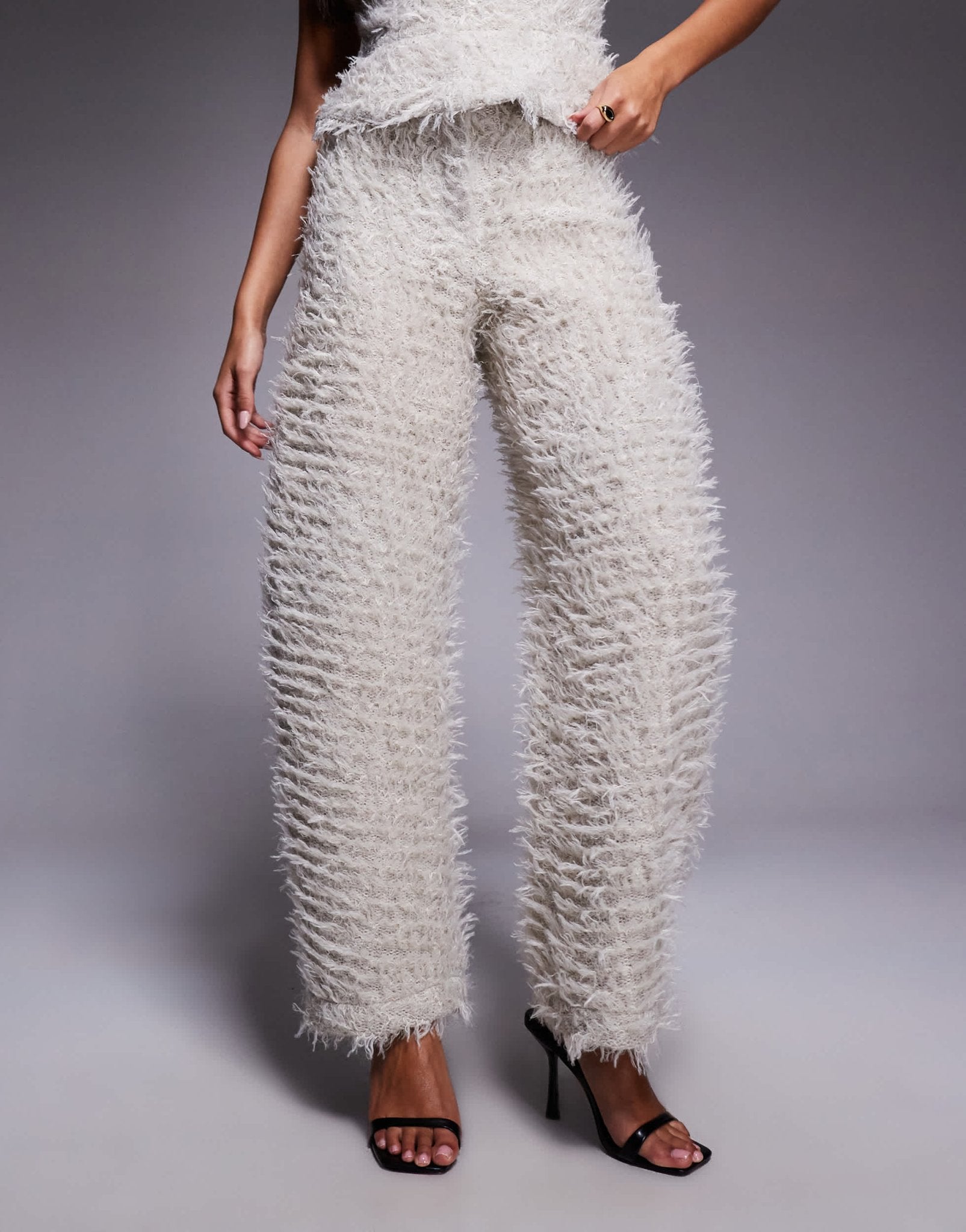 ASOS LUXE co - ord knitted barrel leg trouser in grey - ASOS Sample Sale
