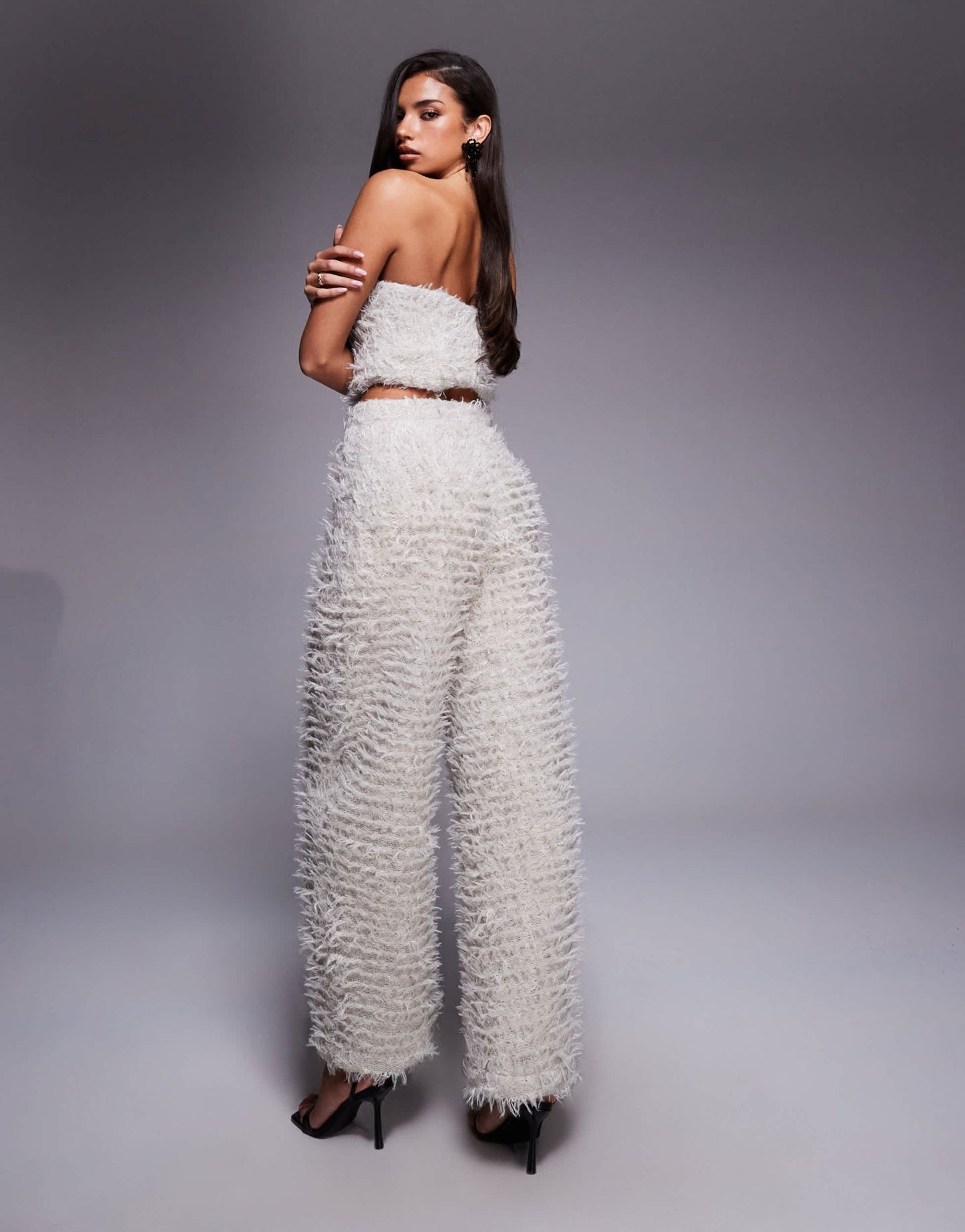 ASOS LUXE co - ord knitted barrel leg trouser in grey - ASOS Sample Sale
