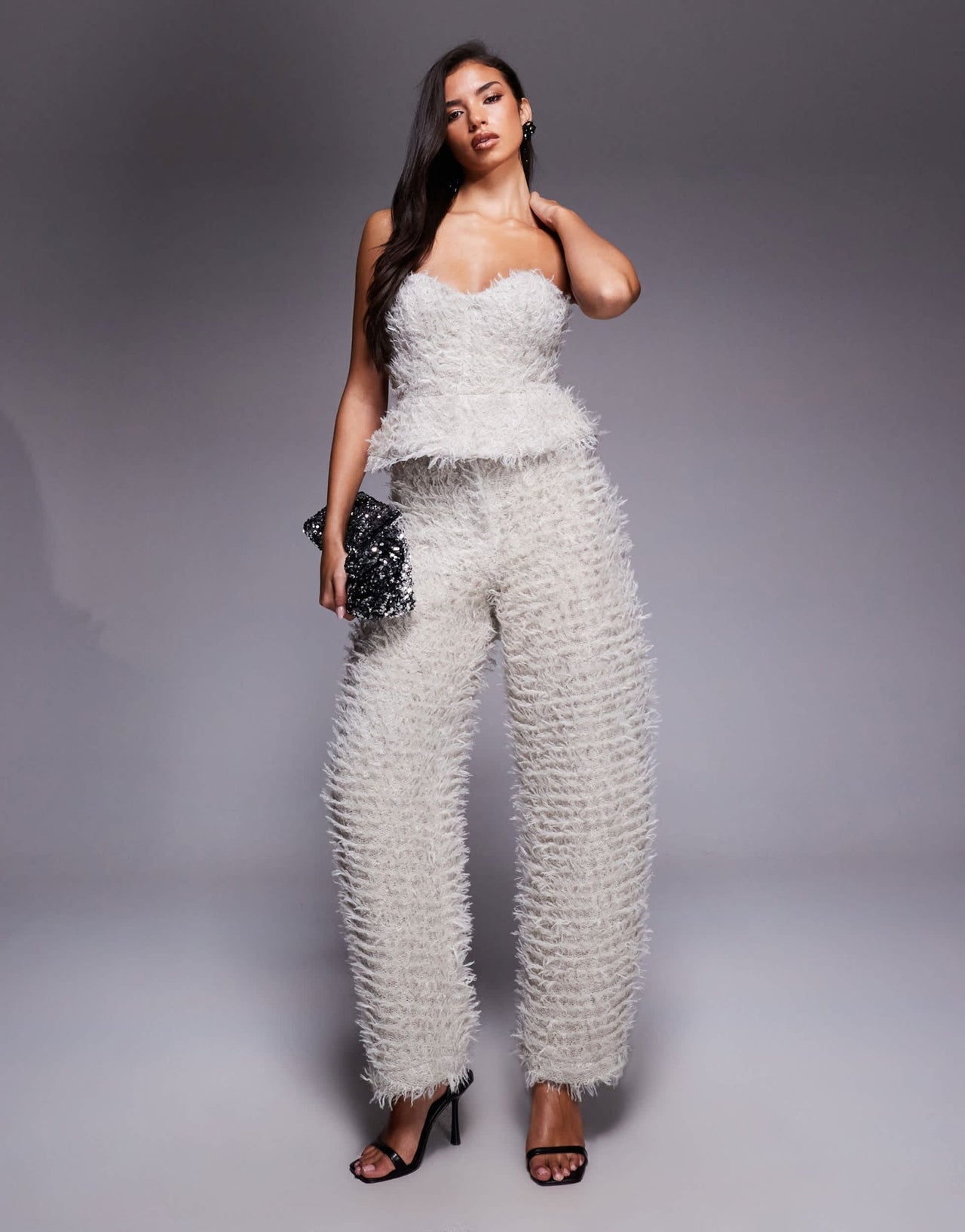 ASOS LUXE co - ord knitted barrel leg trouser in grey - ASOS Sample Sale