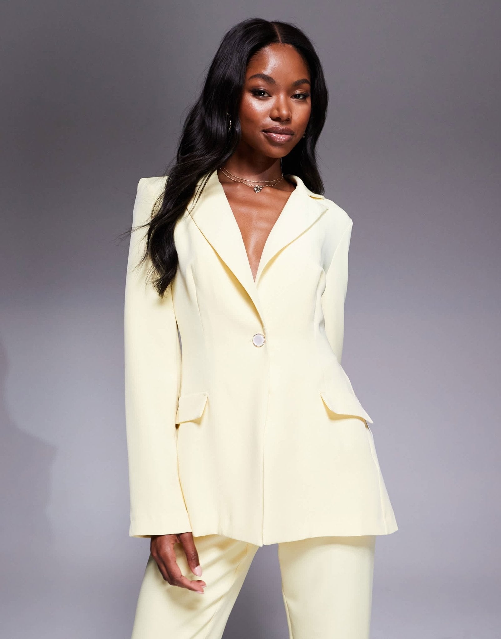 ASOS LUXE co - ord single breasted tailored suit blazer in buttermilk - ASOS Sample Sale