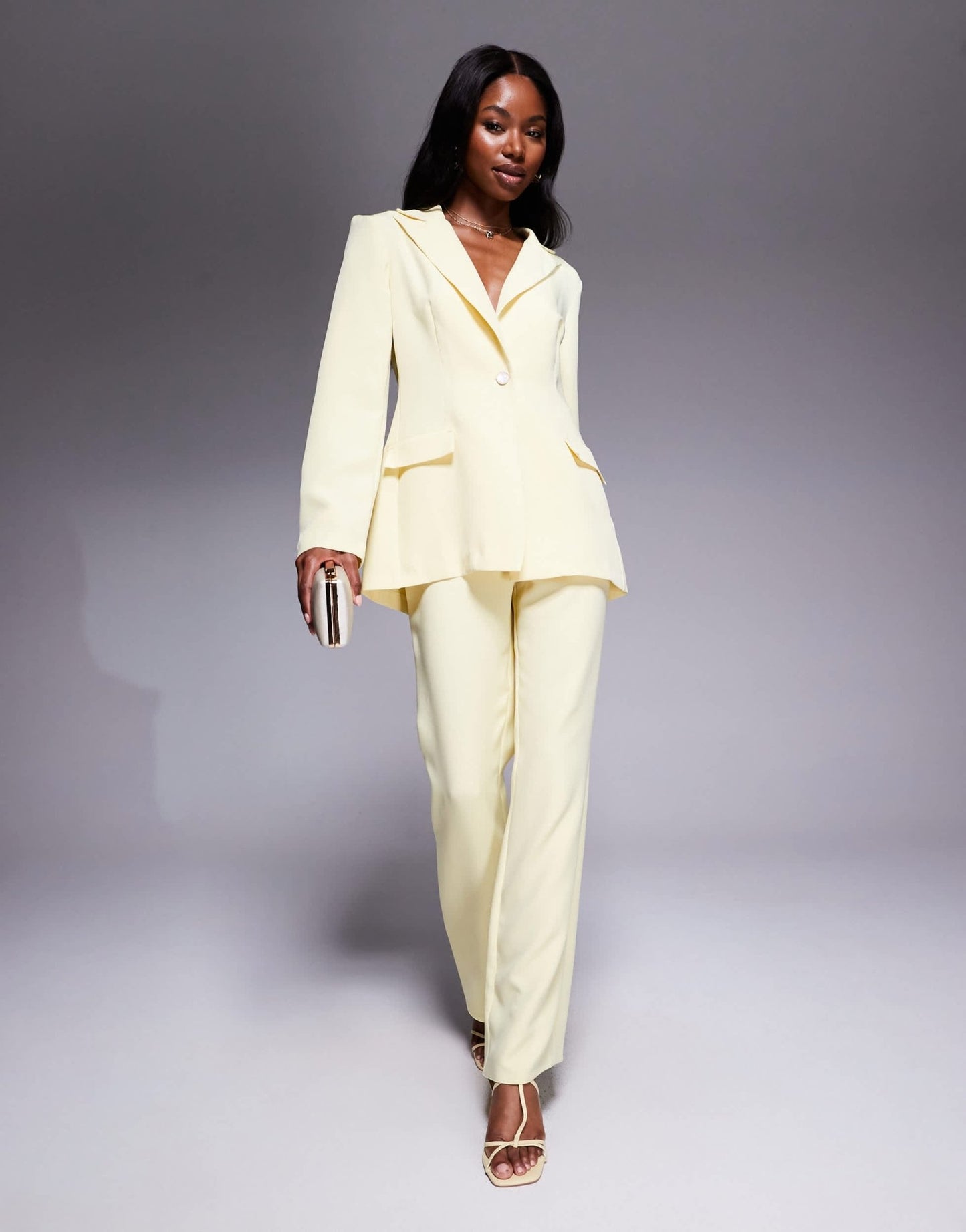 ASOS LUXE co - ord single breasted tailored suit blazer in buttermilk - ASOS Sample Sale