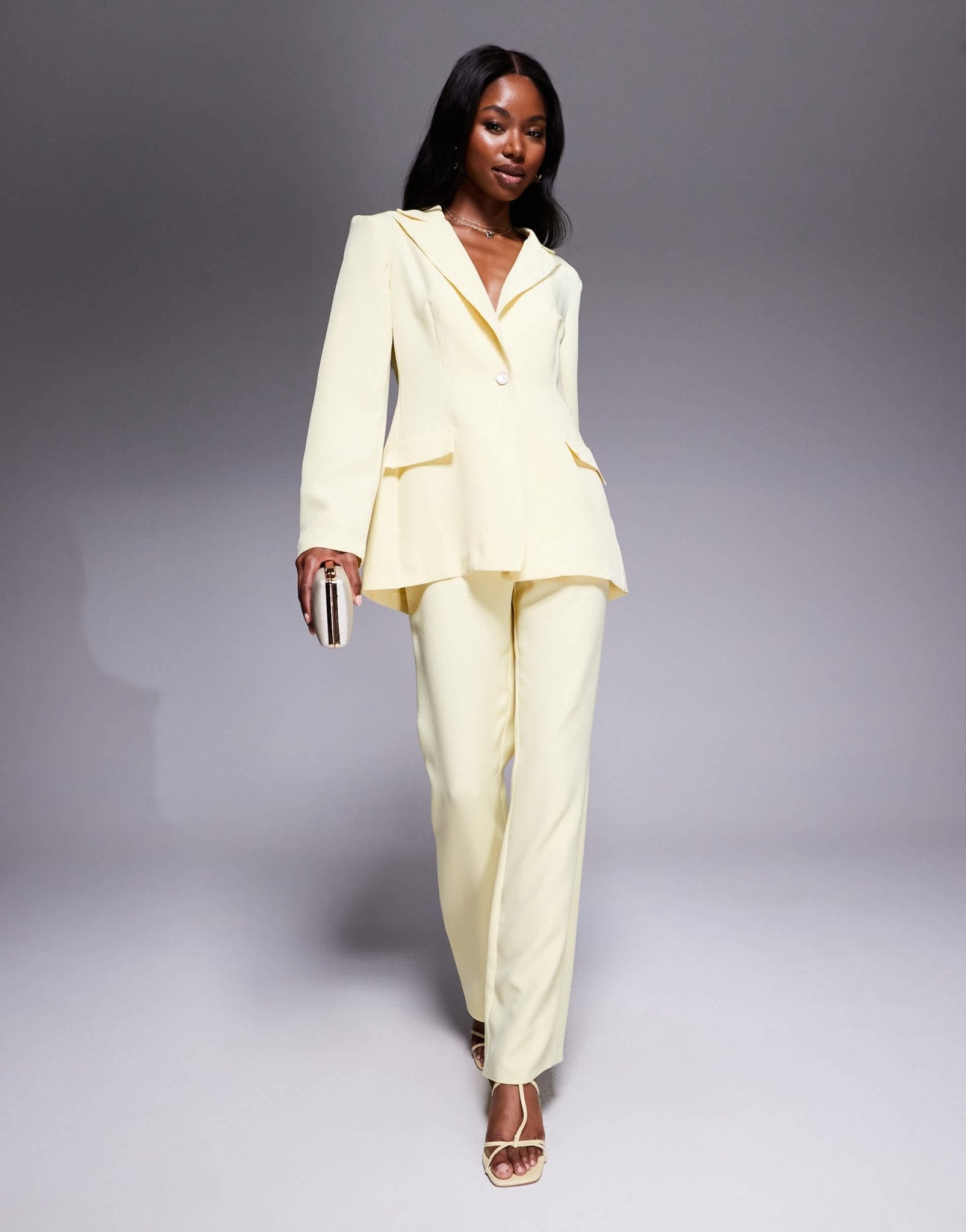 ASOS LUXE co - ord single breasted tailored suit blazer in buttermilk - ASOS Sample Sale
