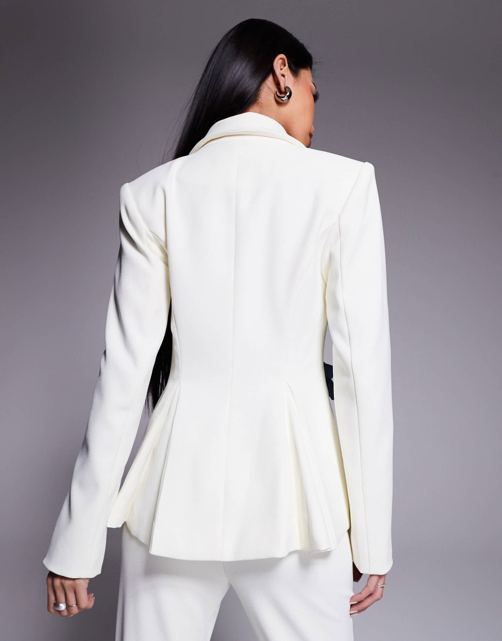ASOS LUXE co-ord tailored blazer with denim bows in cream - ASOS Sample Sale
